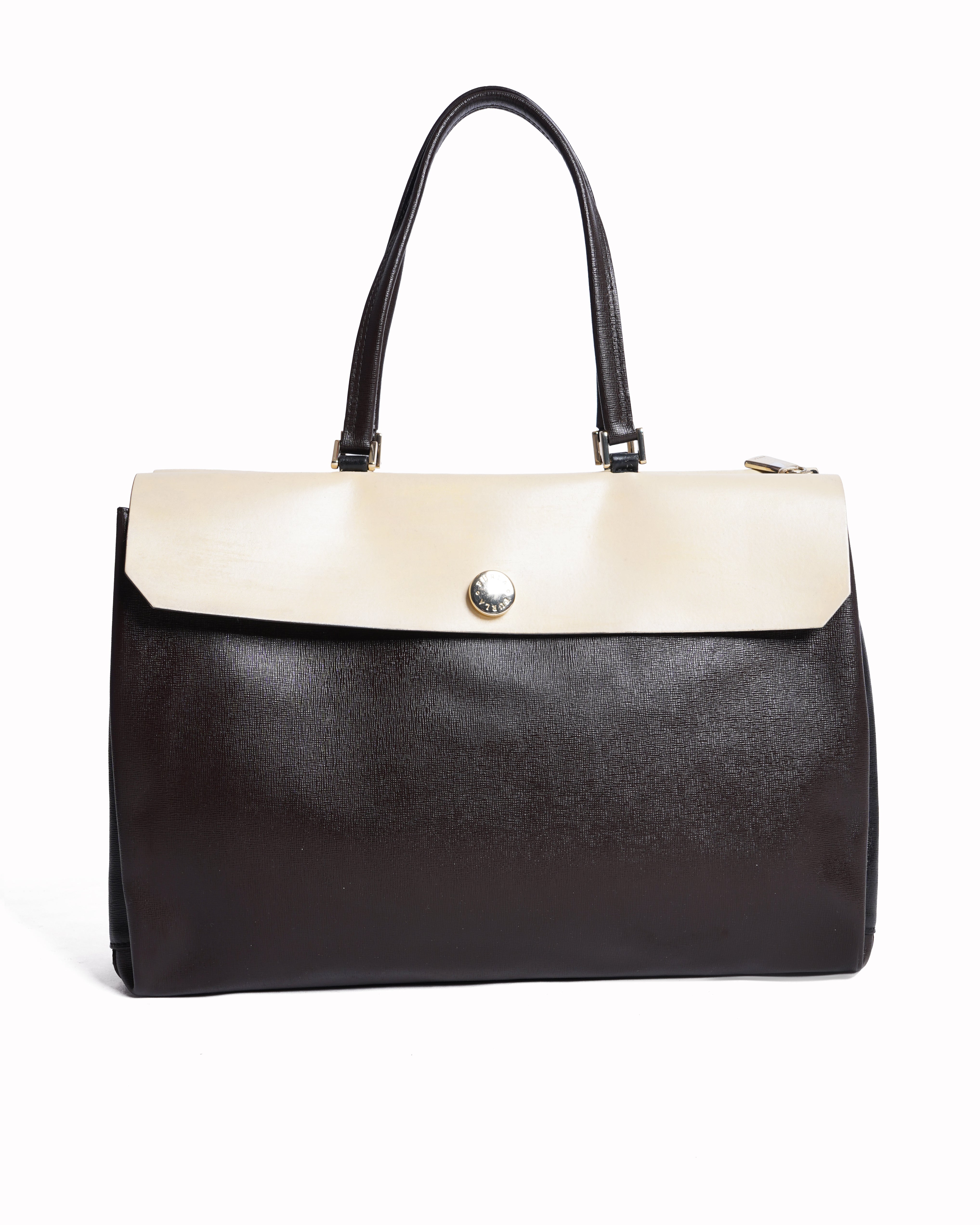 Furla bicolor leather top handle bag
