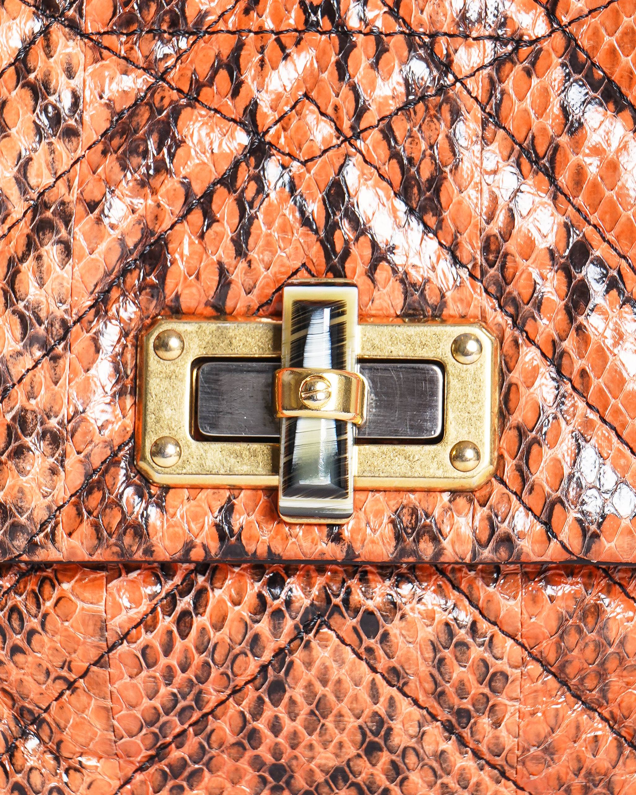 Lanvin Orange Python Leather Crossbody Bag