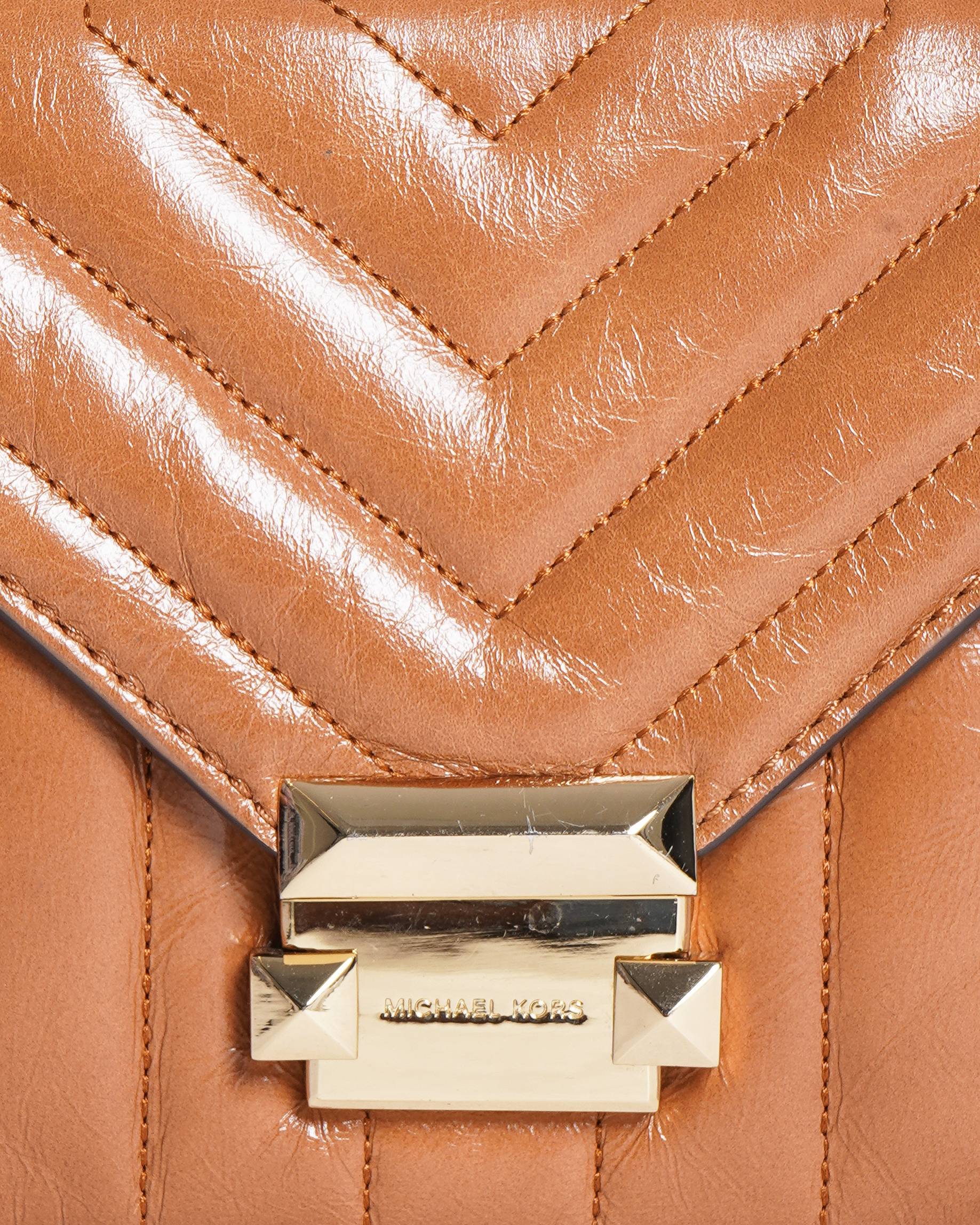 Michael Kors Quilted Whitney Brown Crossbody Bag