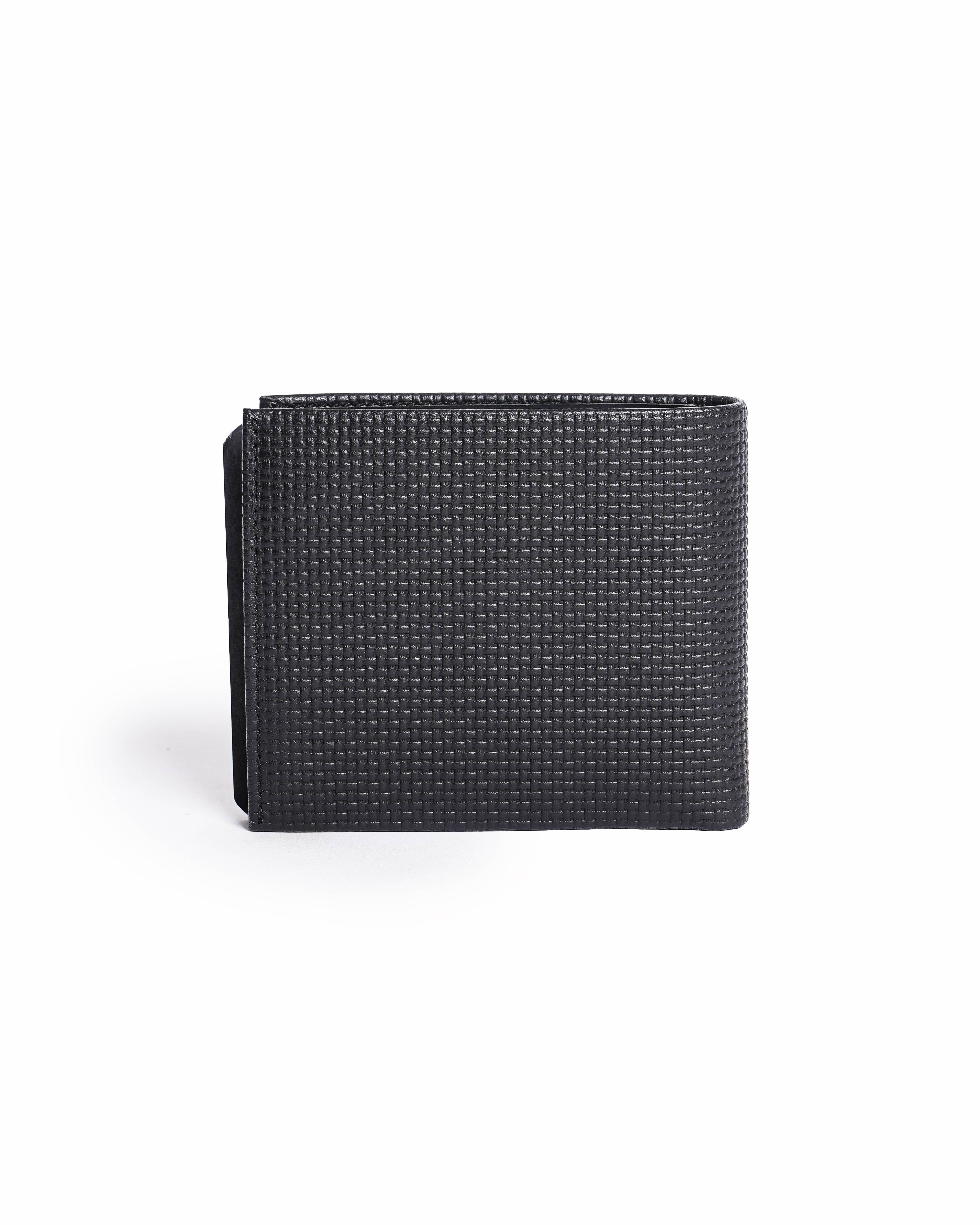 Boss men's black textured leather bi-fold wallet