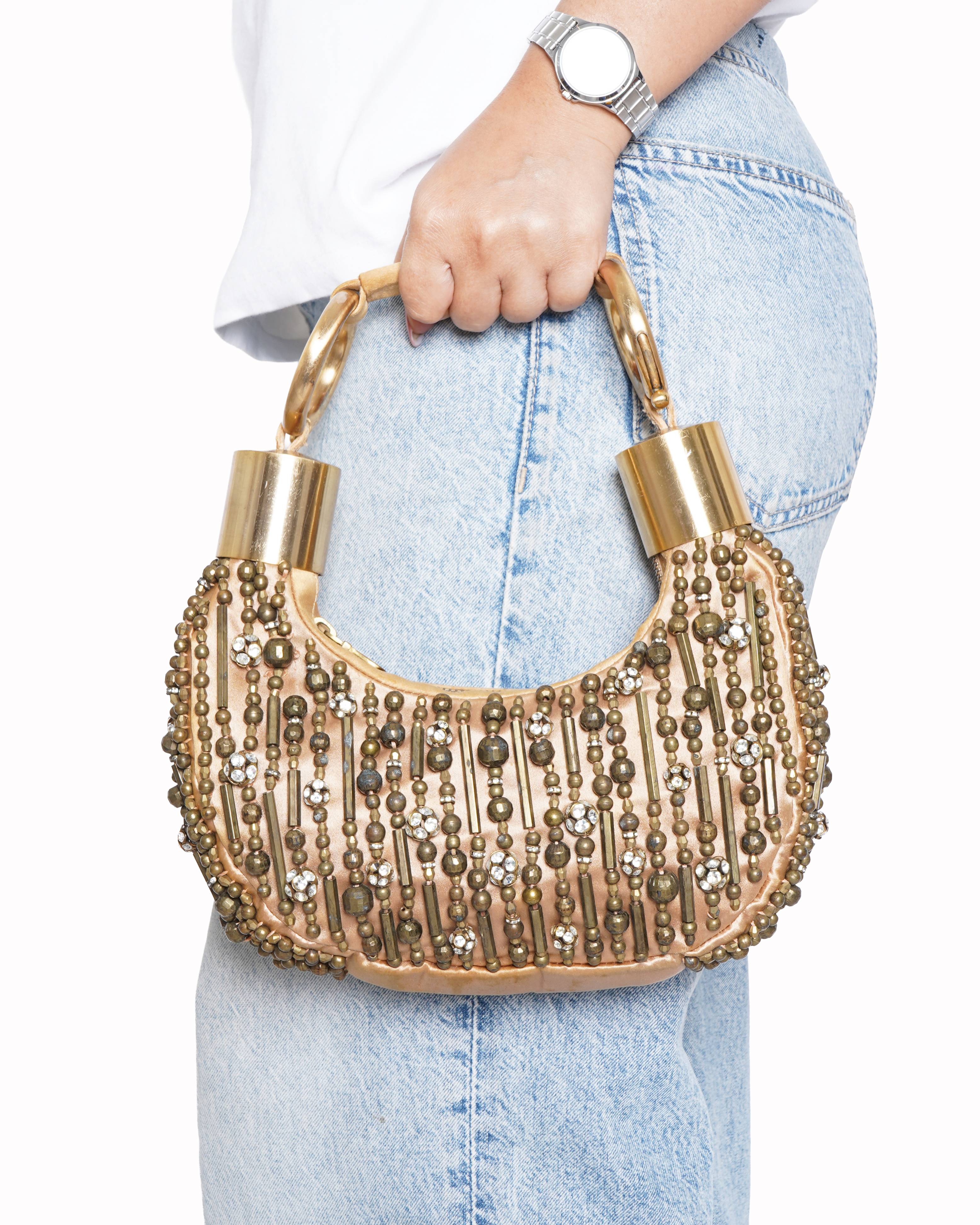 Chloé beige beaded bracelet bag