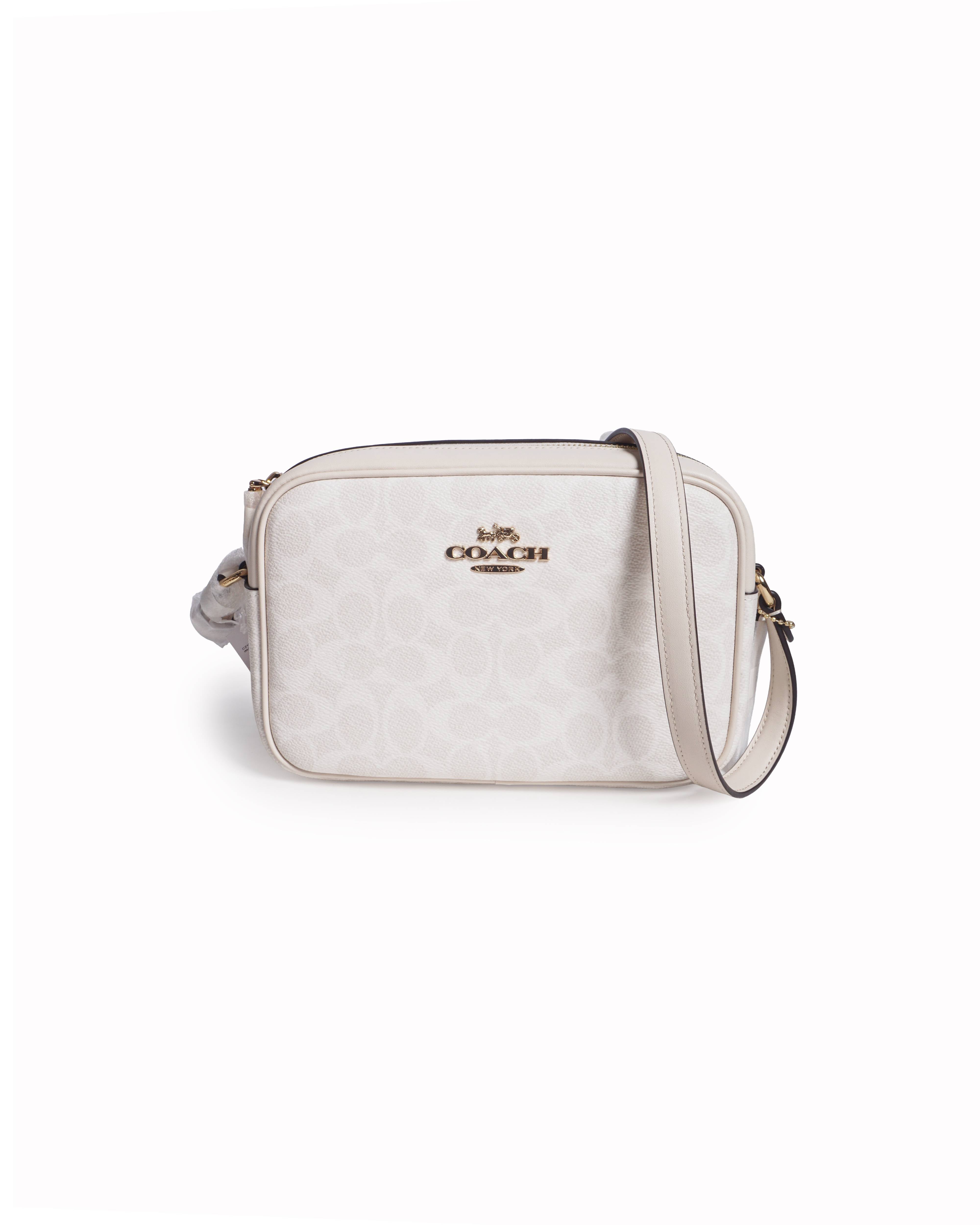 Coach Jamie Camera Bag in White Signature Canvas