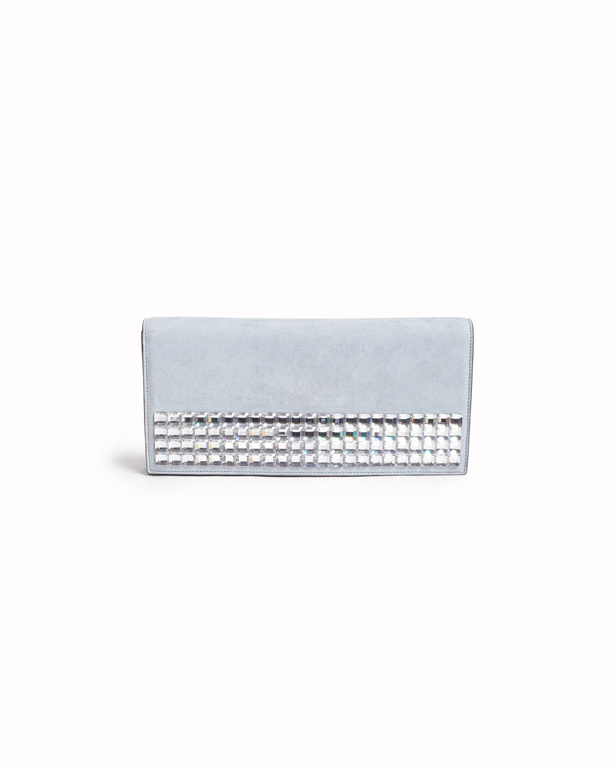 Gucci Broadway Light Blue Suede Crystal-Embellished Clutch