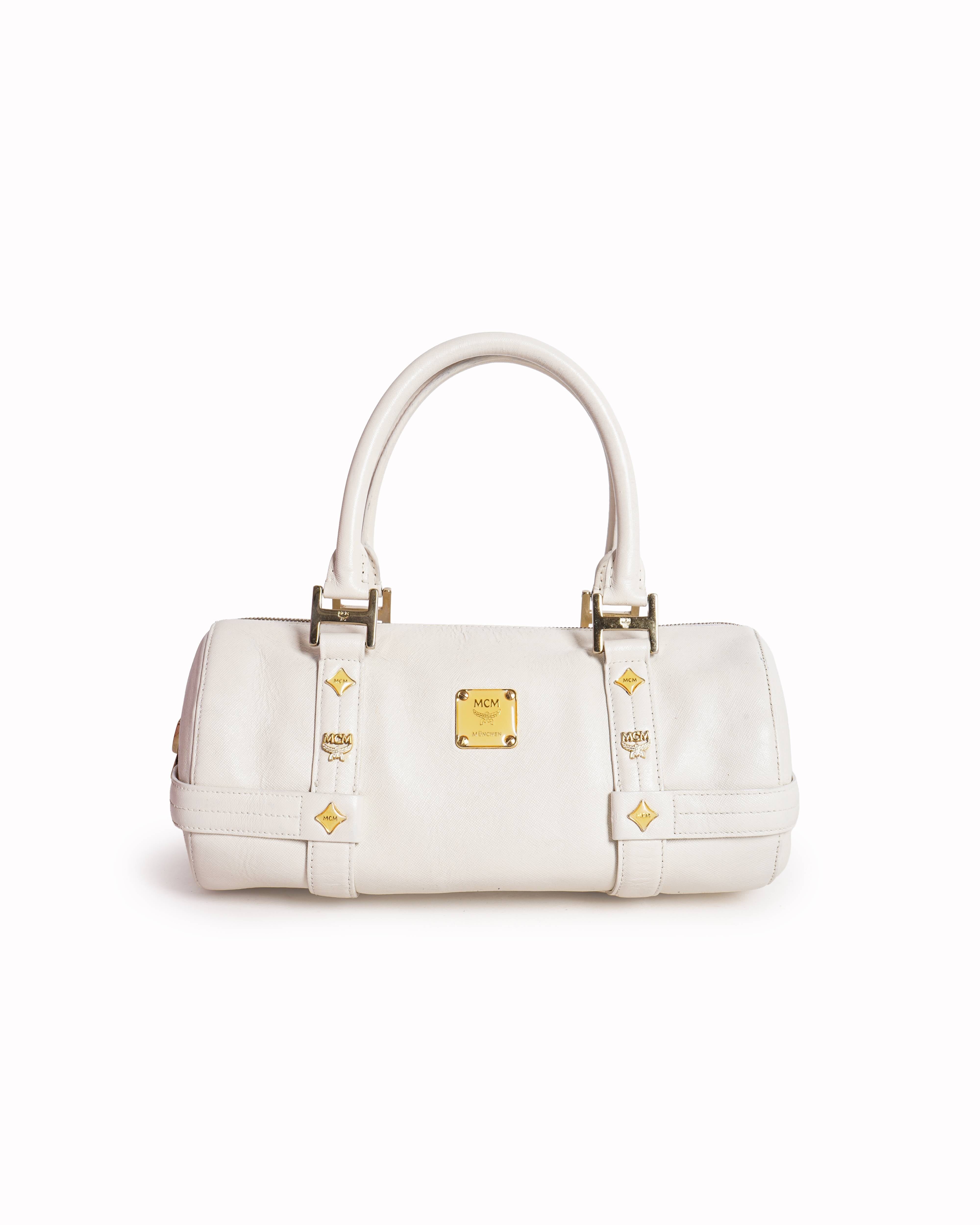 MCM white leather handbag