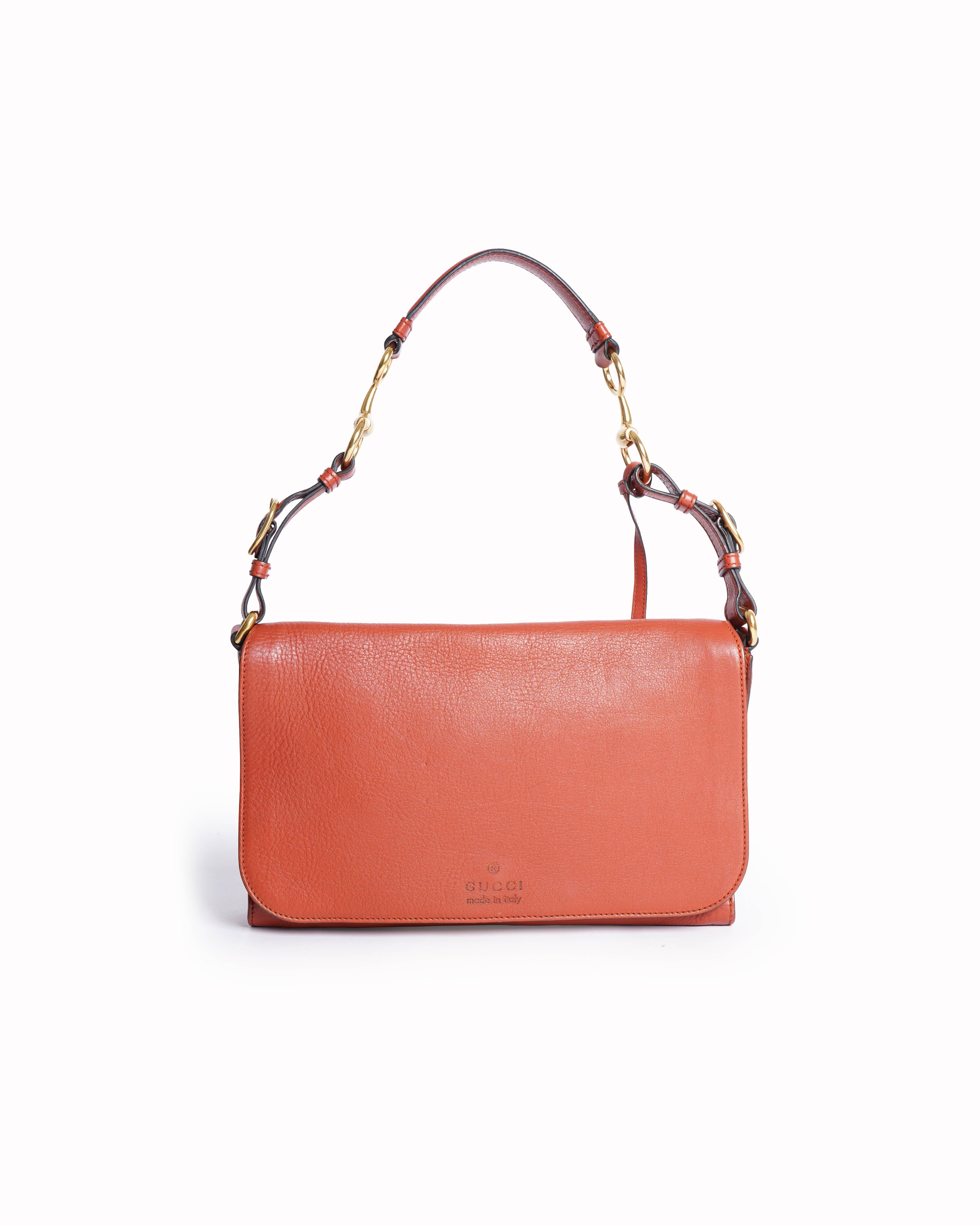 Gucci Red Harness Leather Shoulder Bag