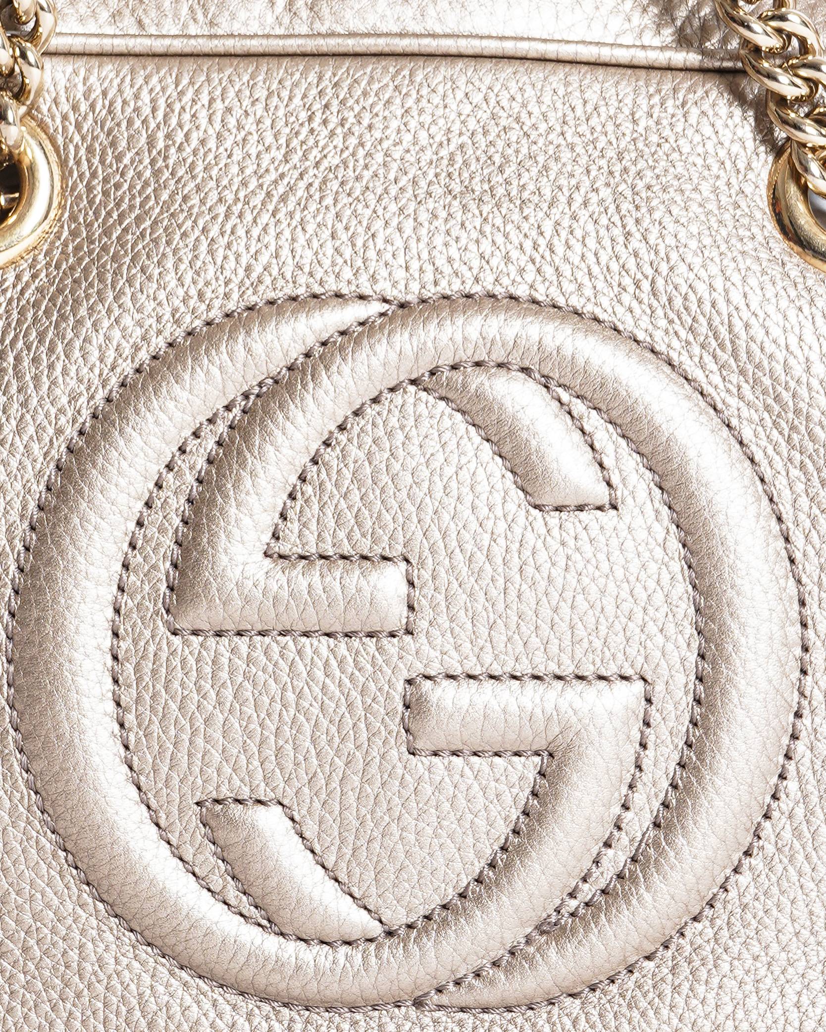 Gucci metallic leather soho chain shoulder bag