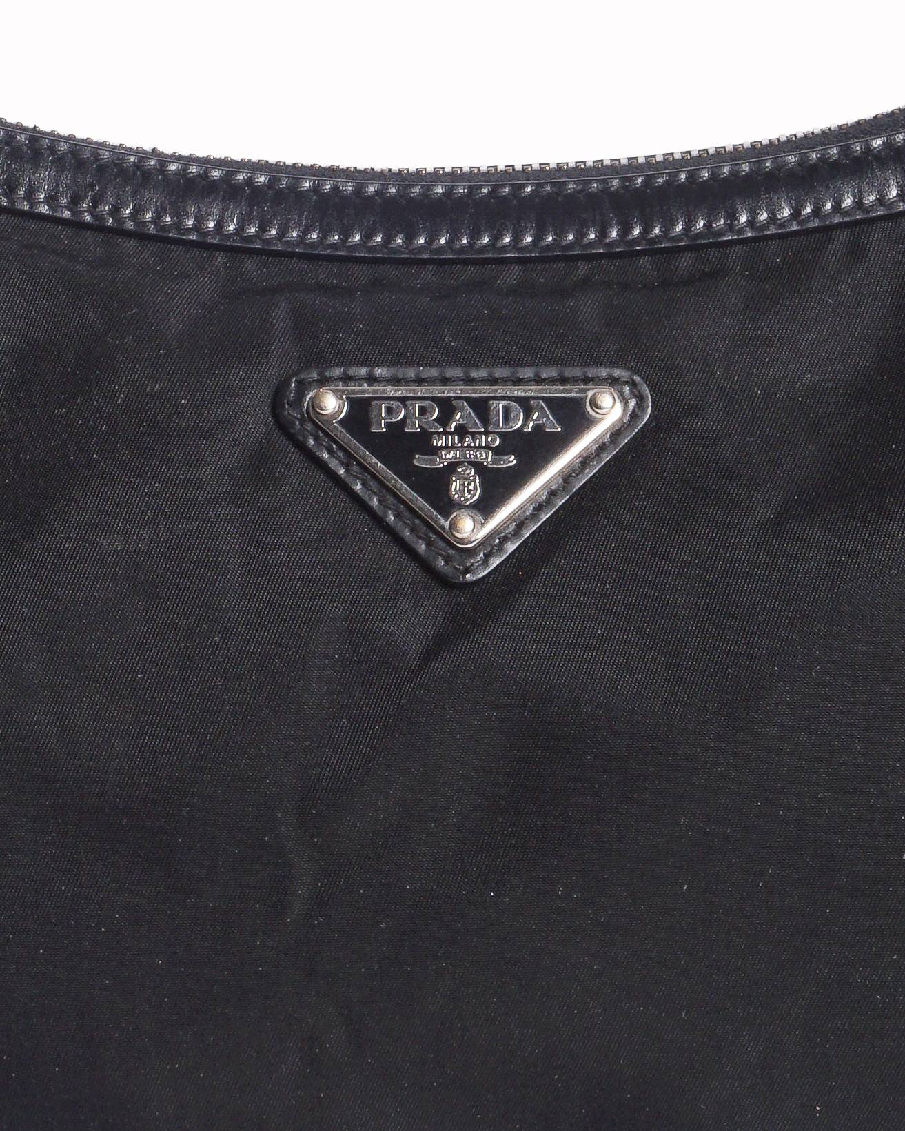 Prada Black Re-Nylon Enamel Triangle Logo Shoulder Bag