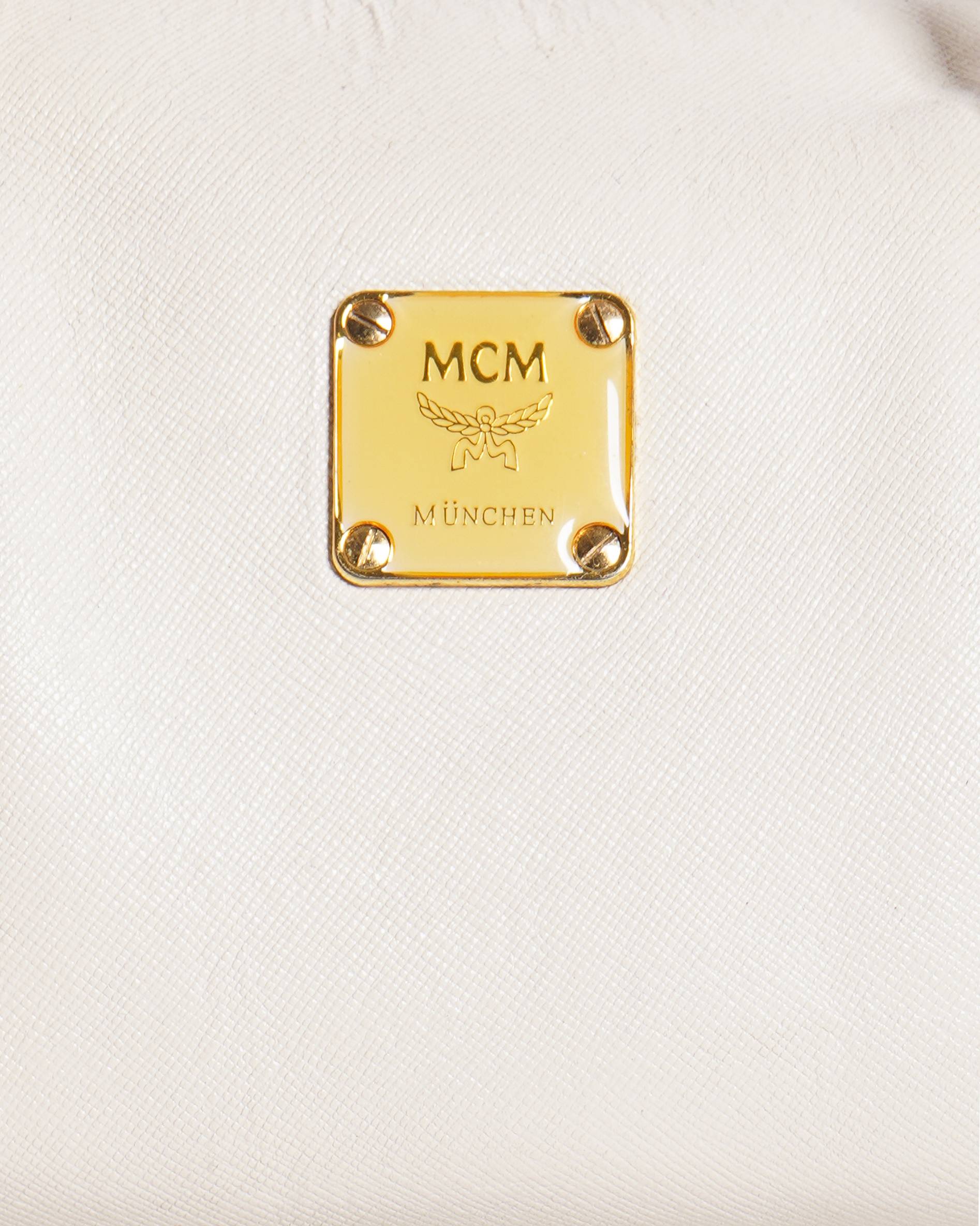 MCM white leather handbag