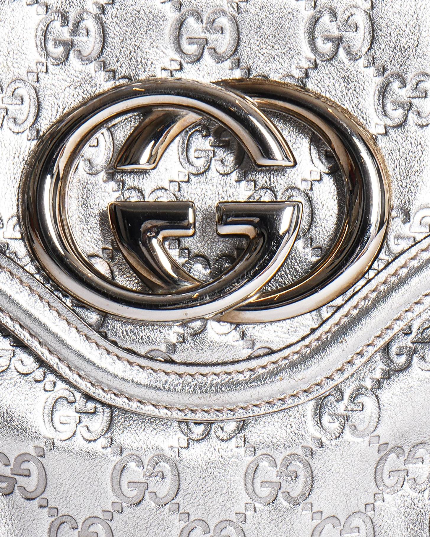 Gucci Metallic Silver Guccissima Britt Shoulder Bag