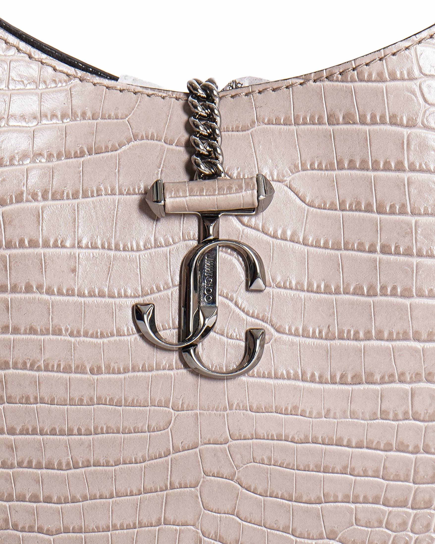 Jimmy Choo Taupe Croc Embossed Leather Varenne Hobo