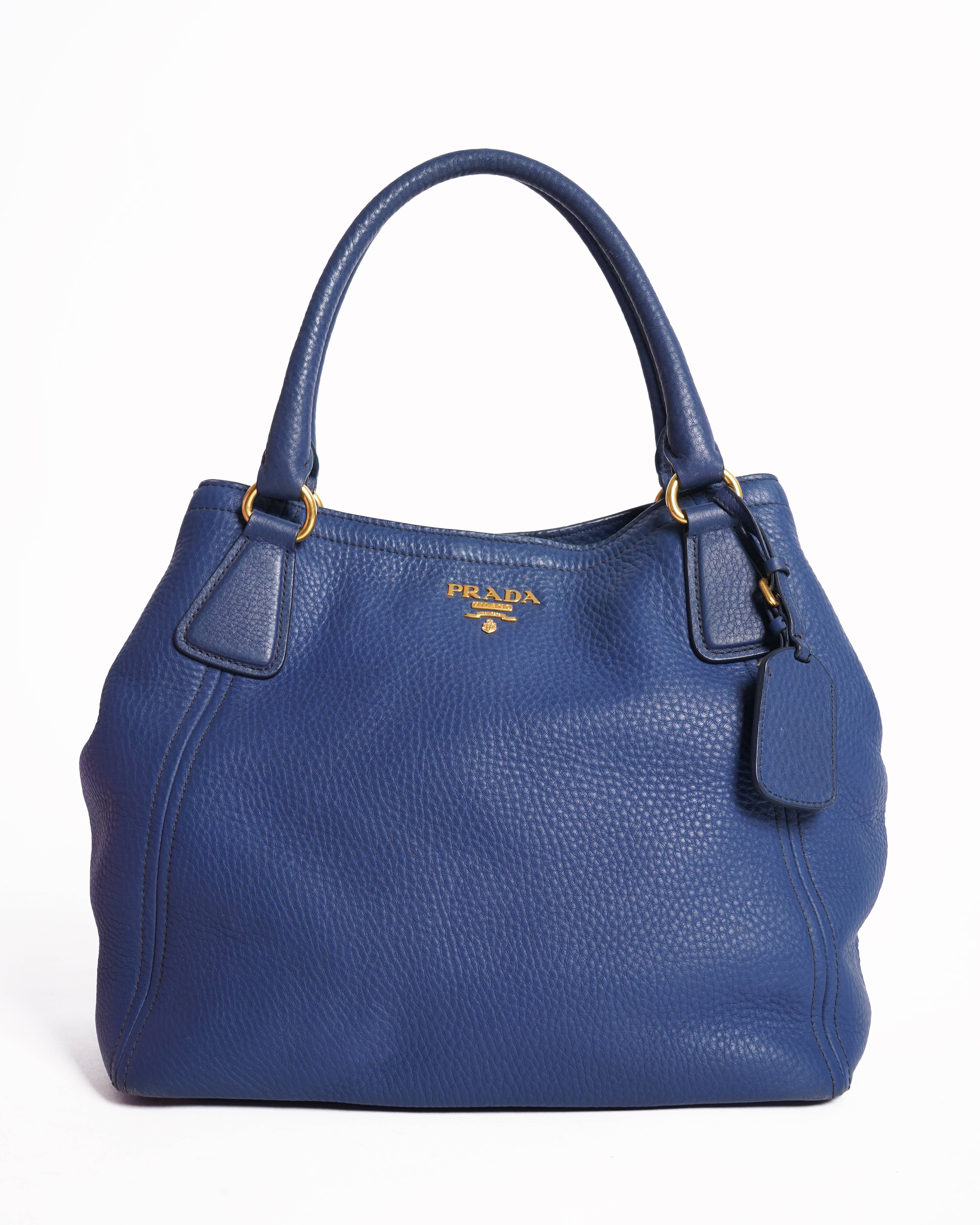 Prada navy blue vitello diano tote bag
