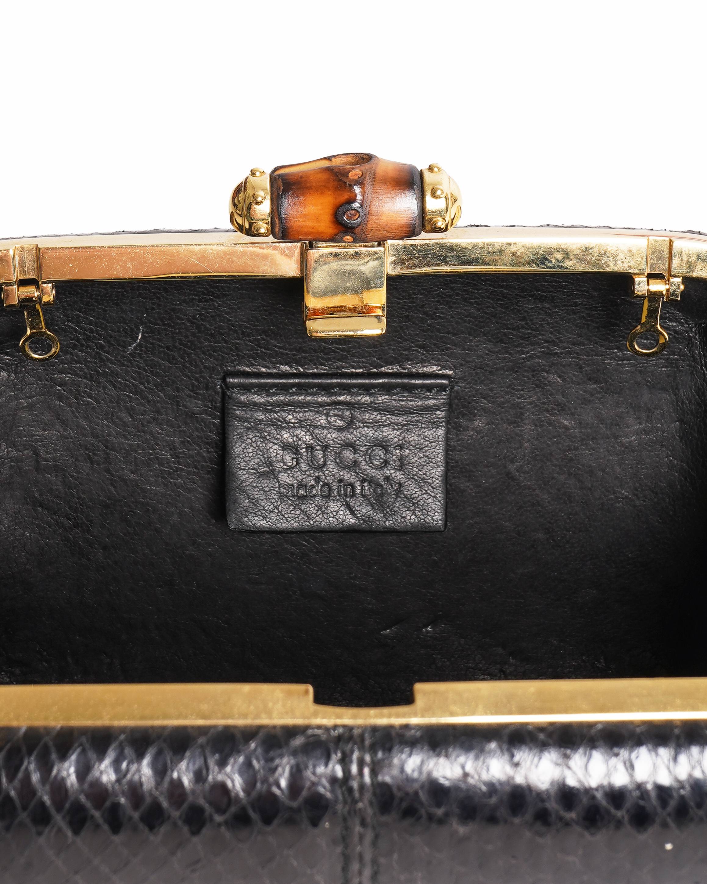 Gucci Snake Skin Bamboo Clutch