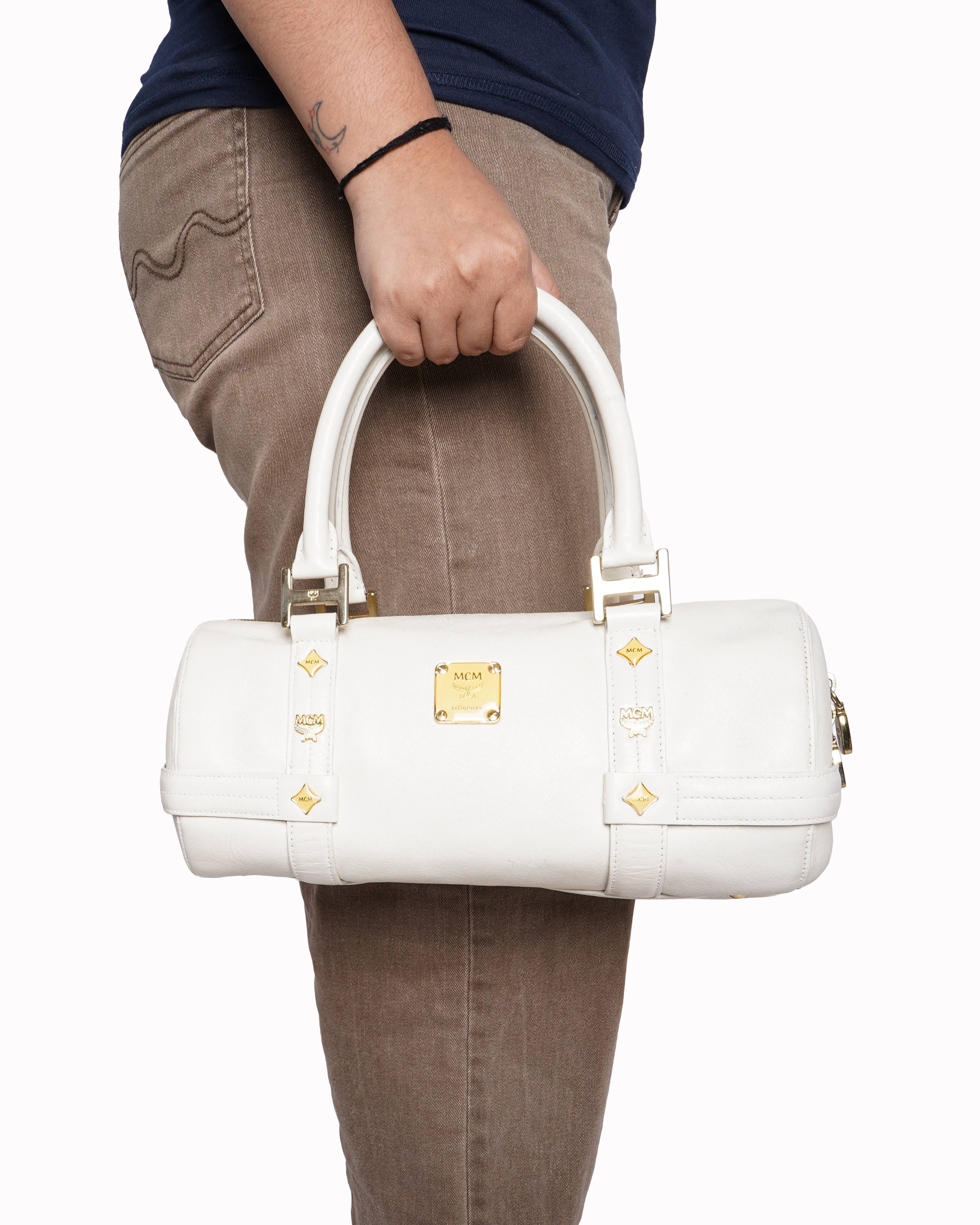 MCM white leather handbag