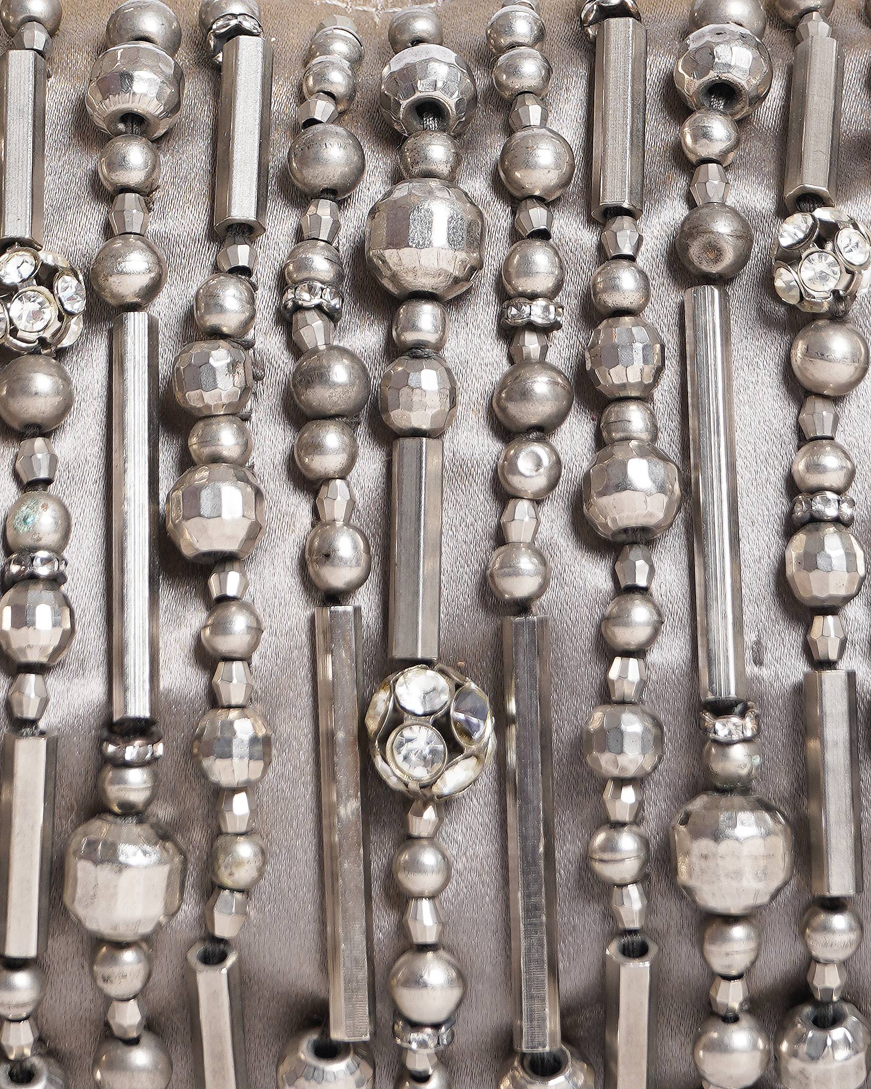 Chloé silver beaded grey satin bracelet bag