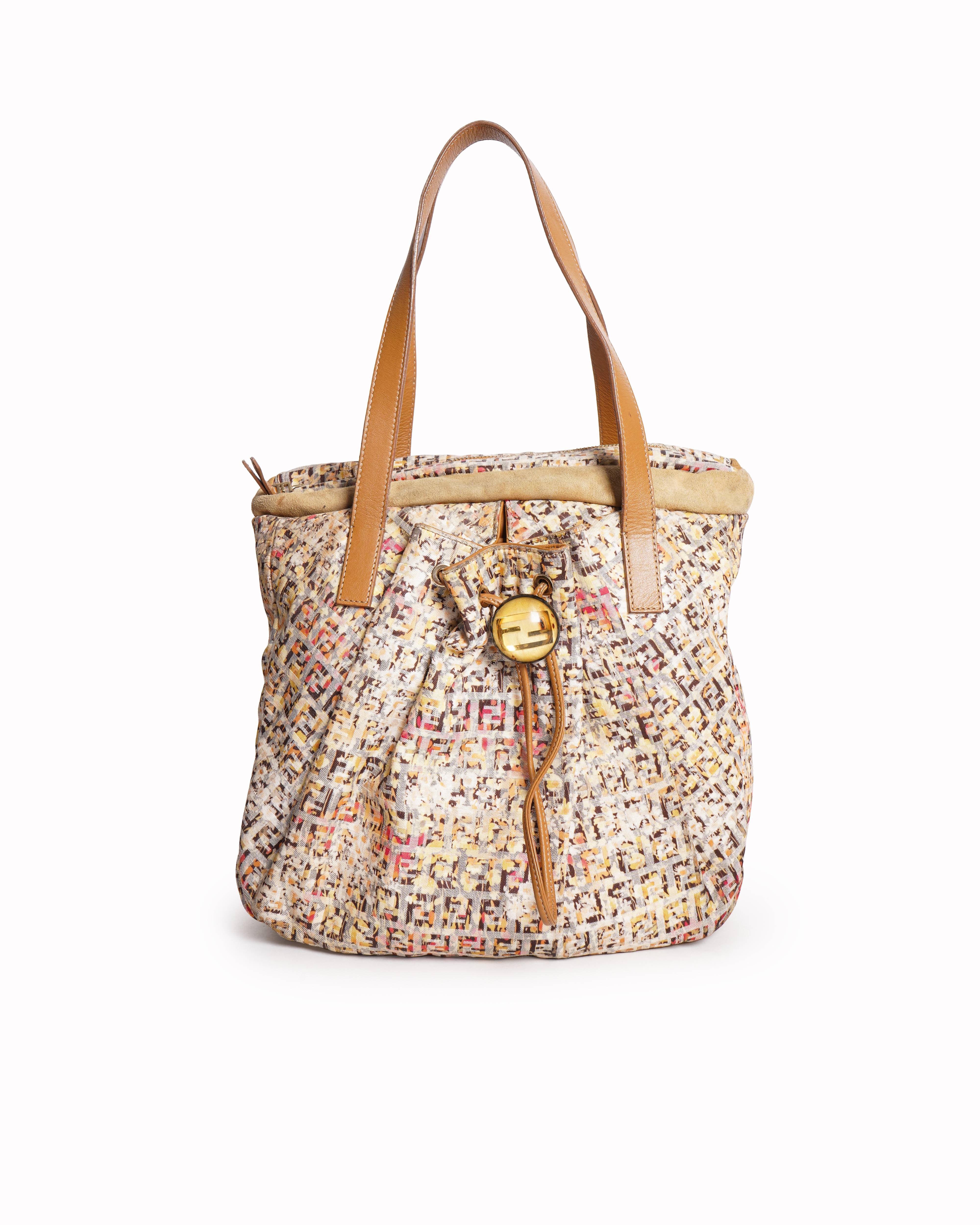 Fendi Zucca Print Drawstring Tote