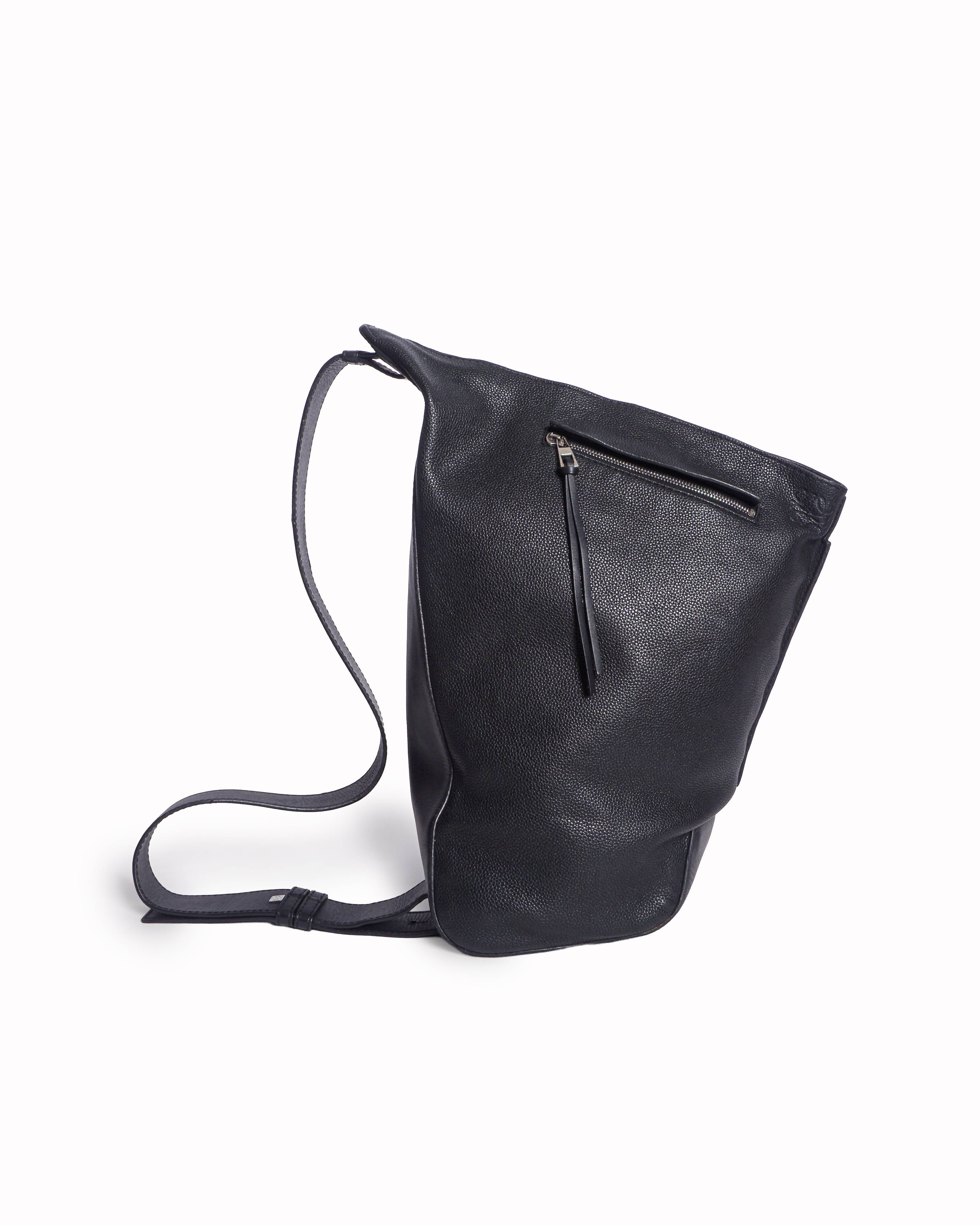 Loewe Black Textured Leather Anton Sling Backpack
