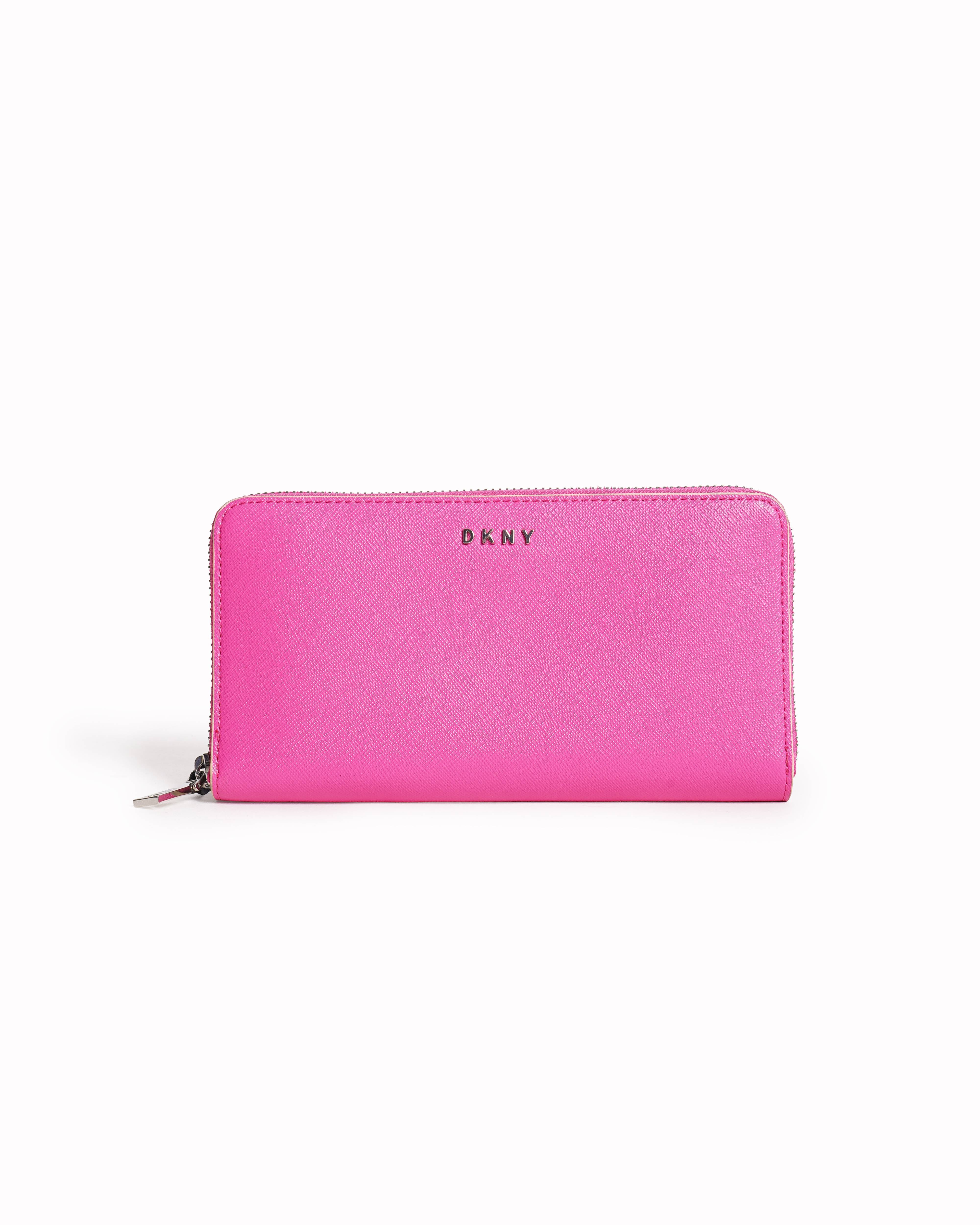 New DKNY Zip Around Wallet In Hot Pink