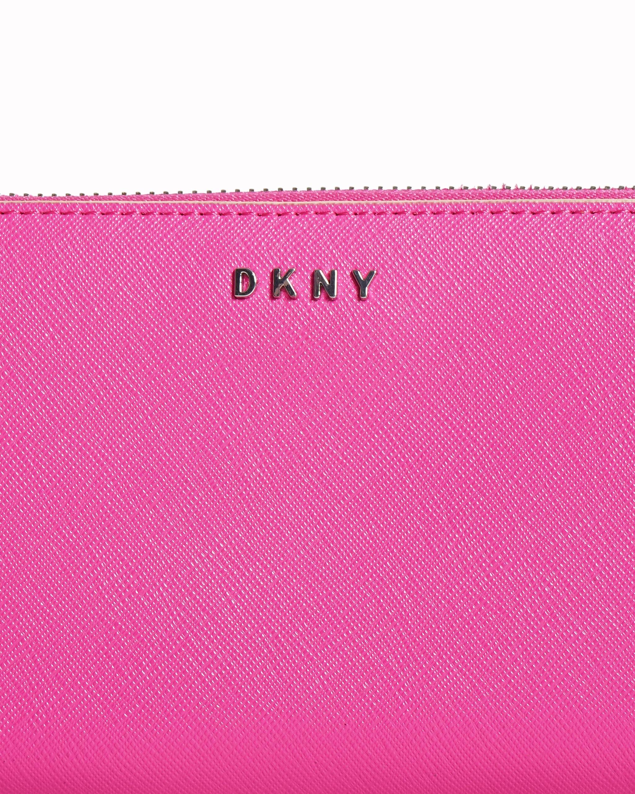 New DKNY Zip Around Wallet In Hot Pink