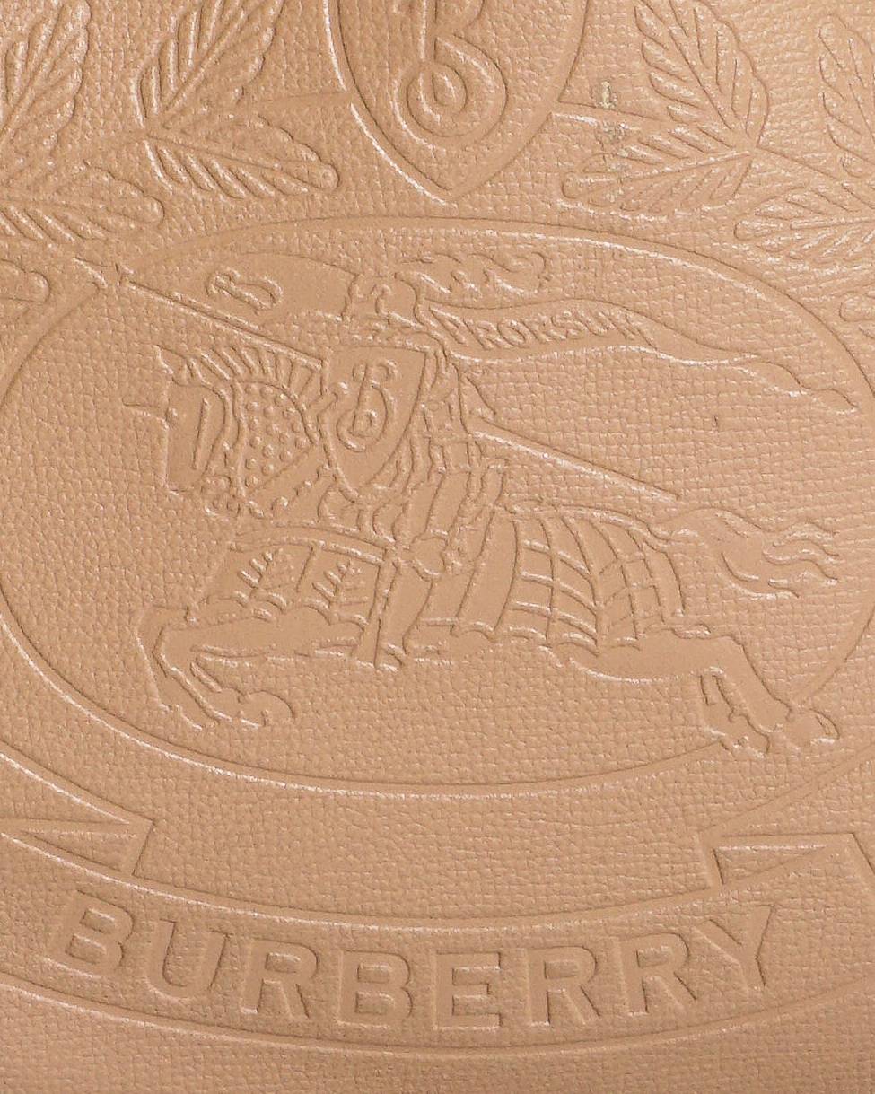 Burberry Beige Grained Leather Debossed Crest Shopper Tote Bag