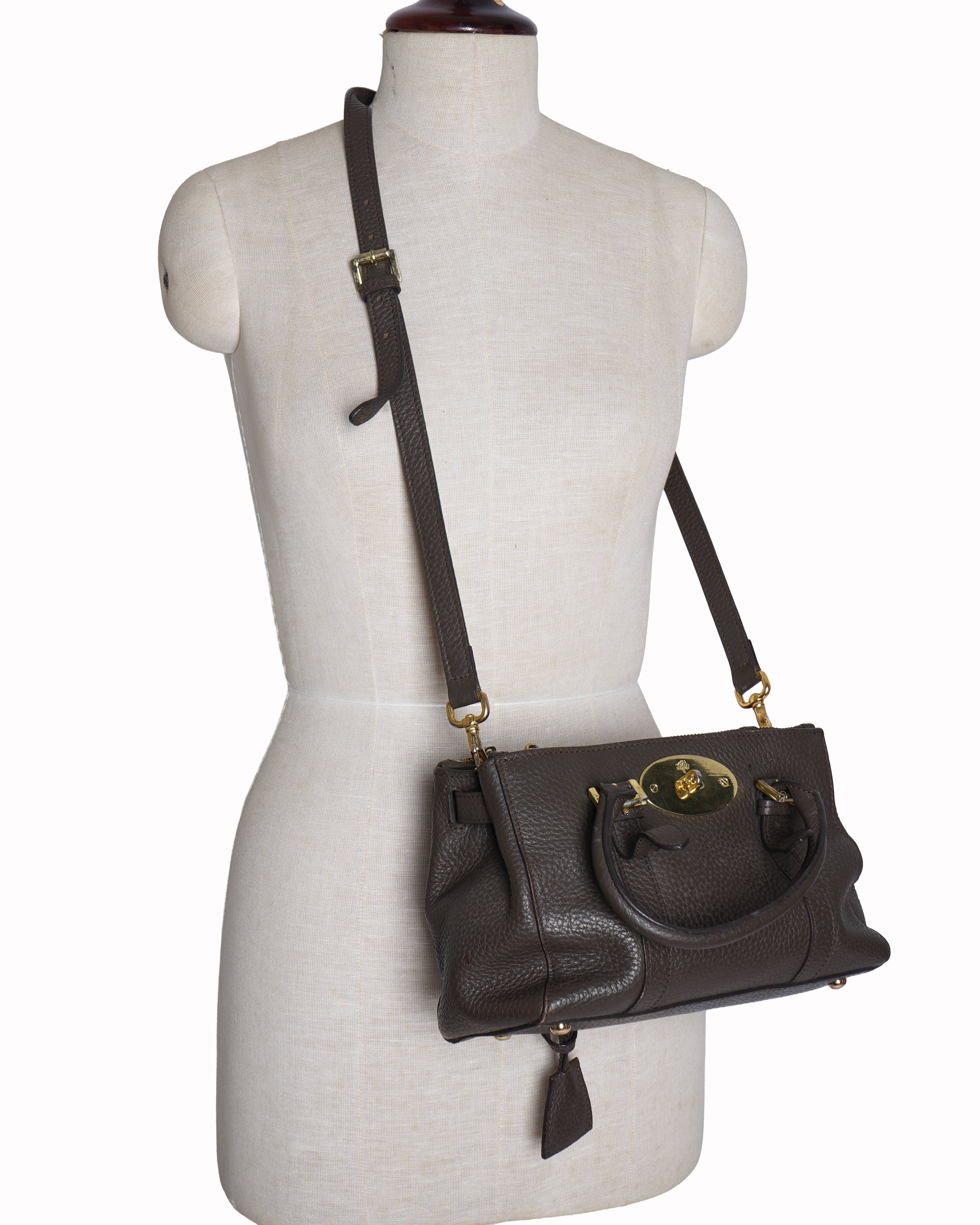 Mulberry brown leather zip tote bag