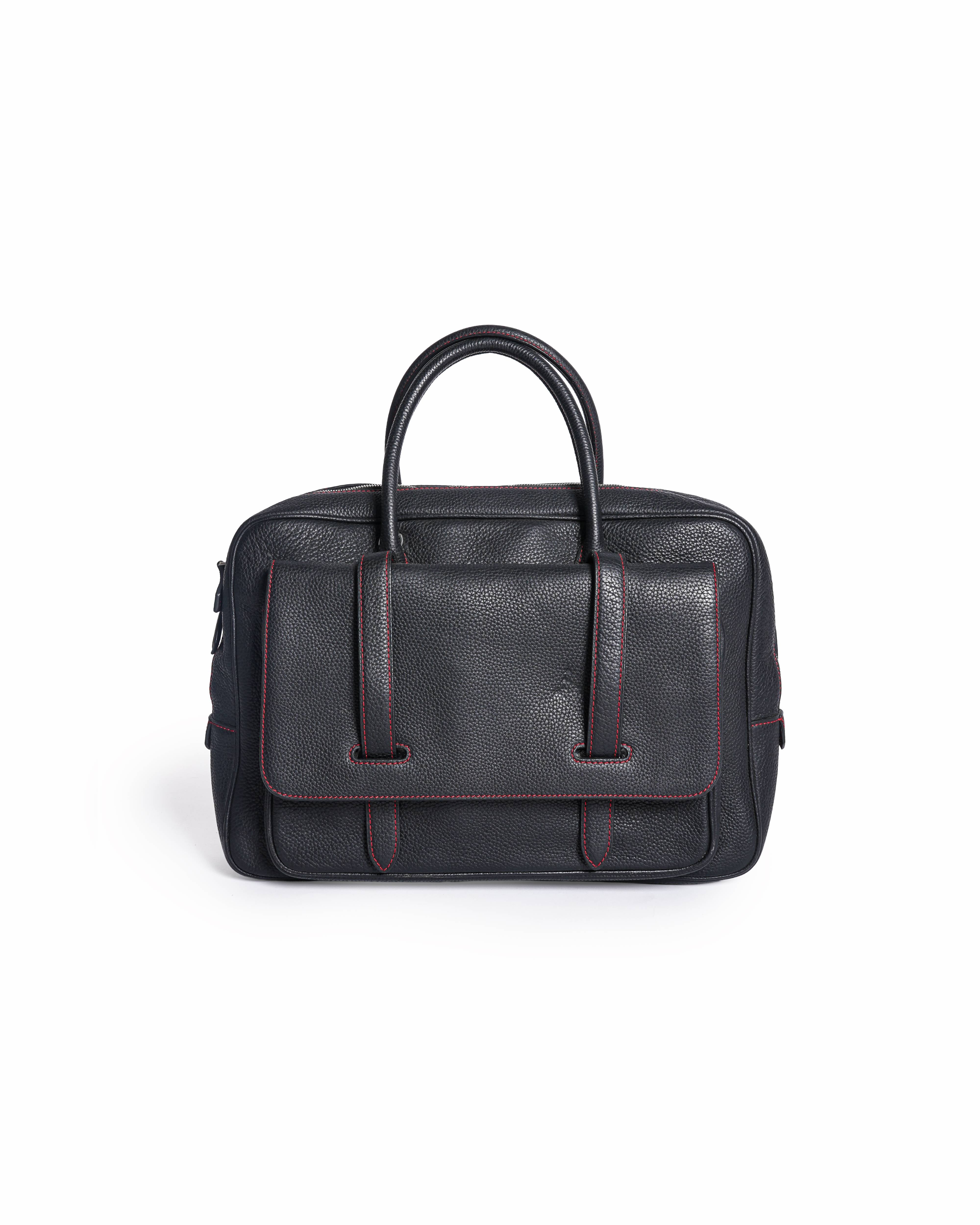 Hermès Black Clemence Leather Messenger Satchel Bag
