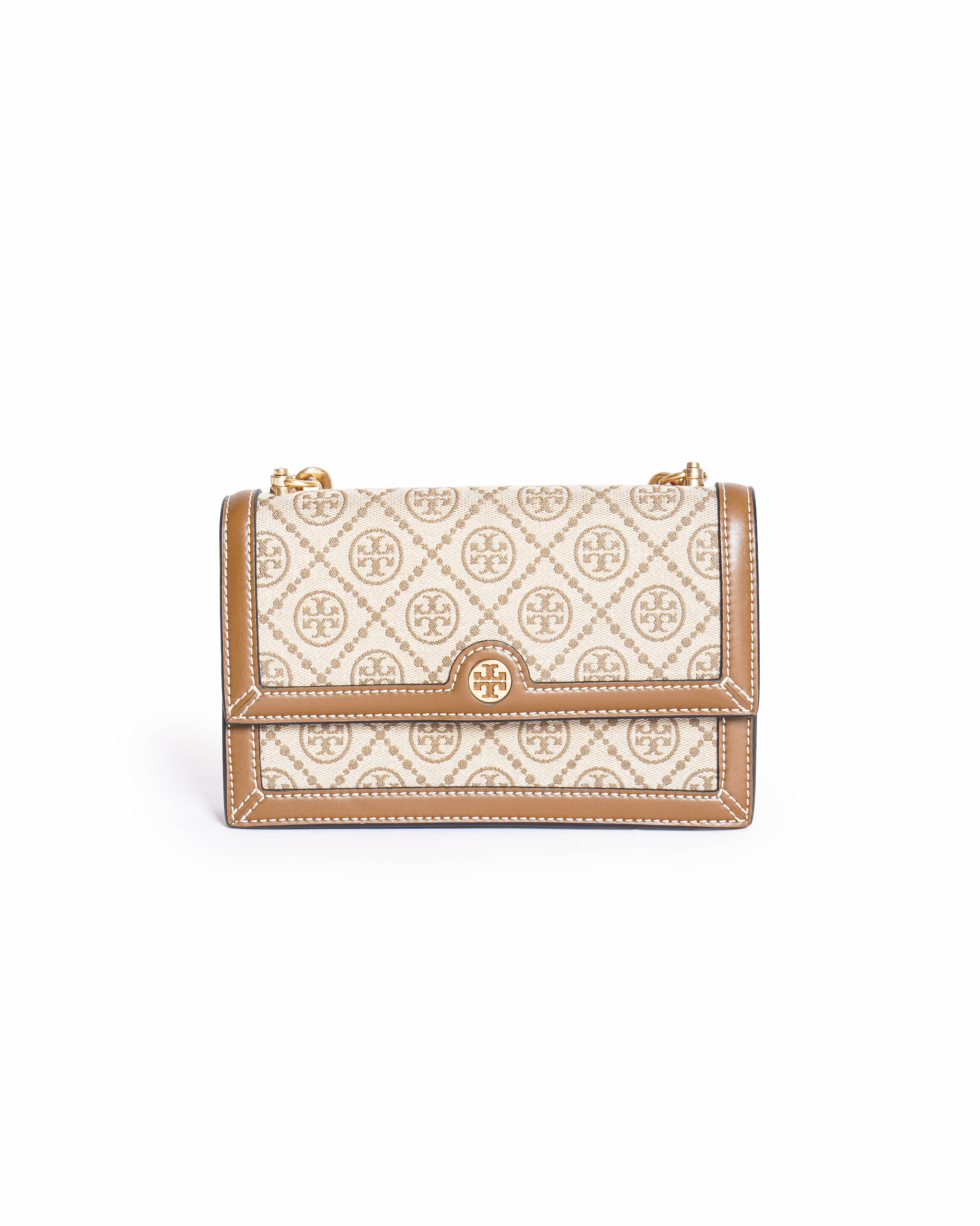Tory Burch T Monogram Canvas and Leather Mini Shoulder Bag