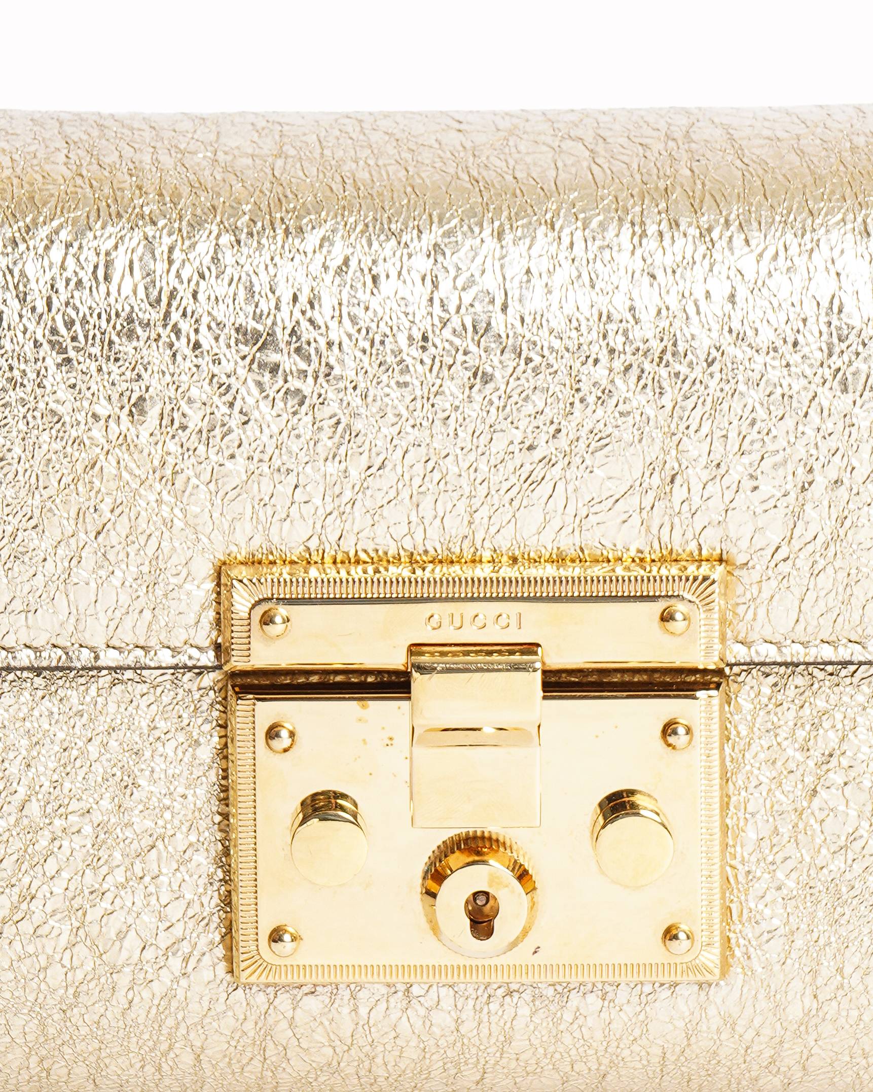 Gucci Gold Tone Metallic Textured Shoulder Bag