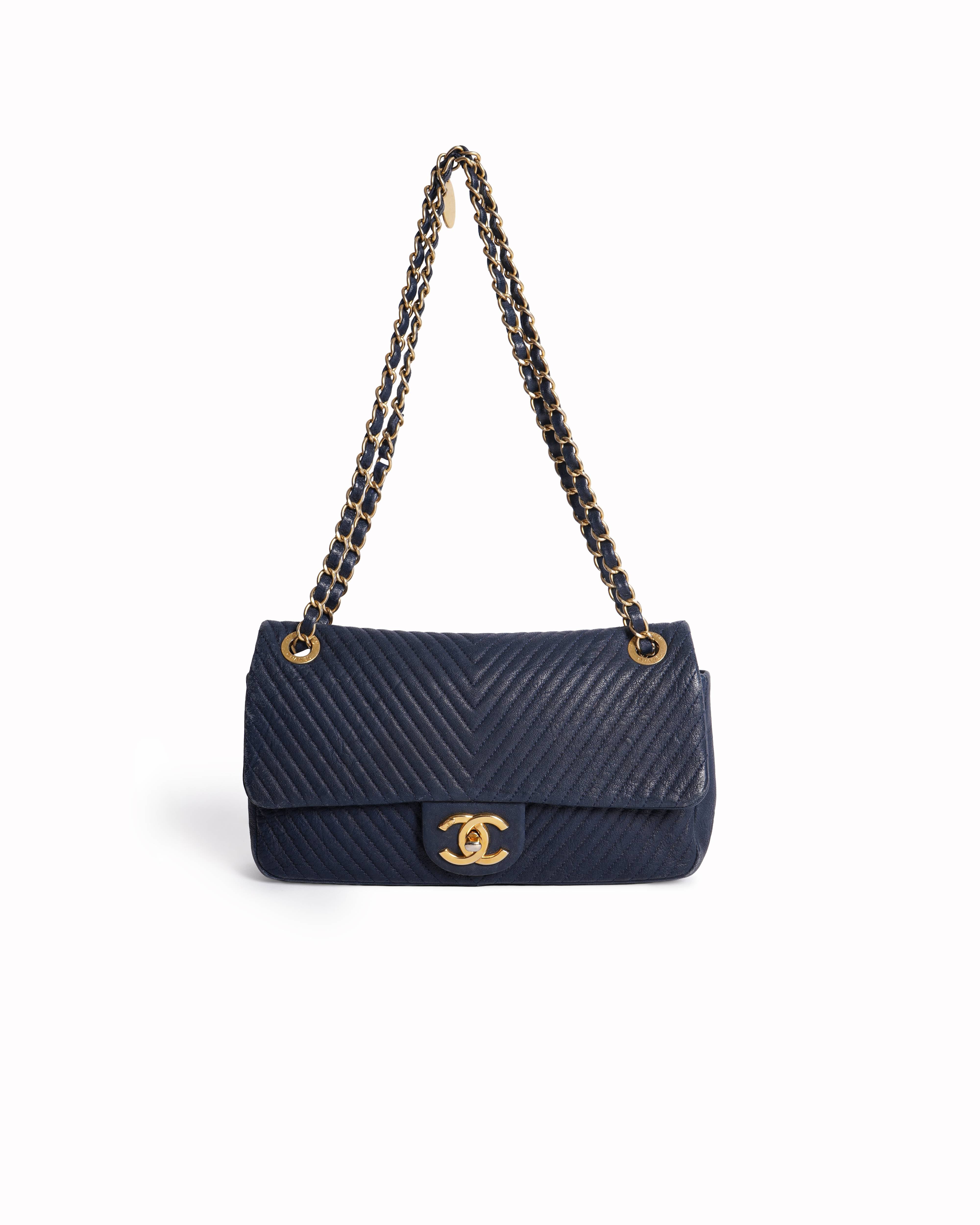 Chanel Chevron Timeless Classique Leather Crossbody Bag