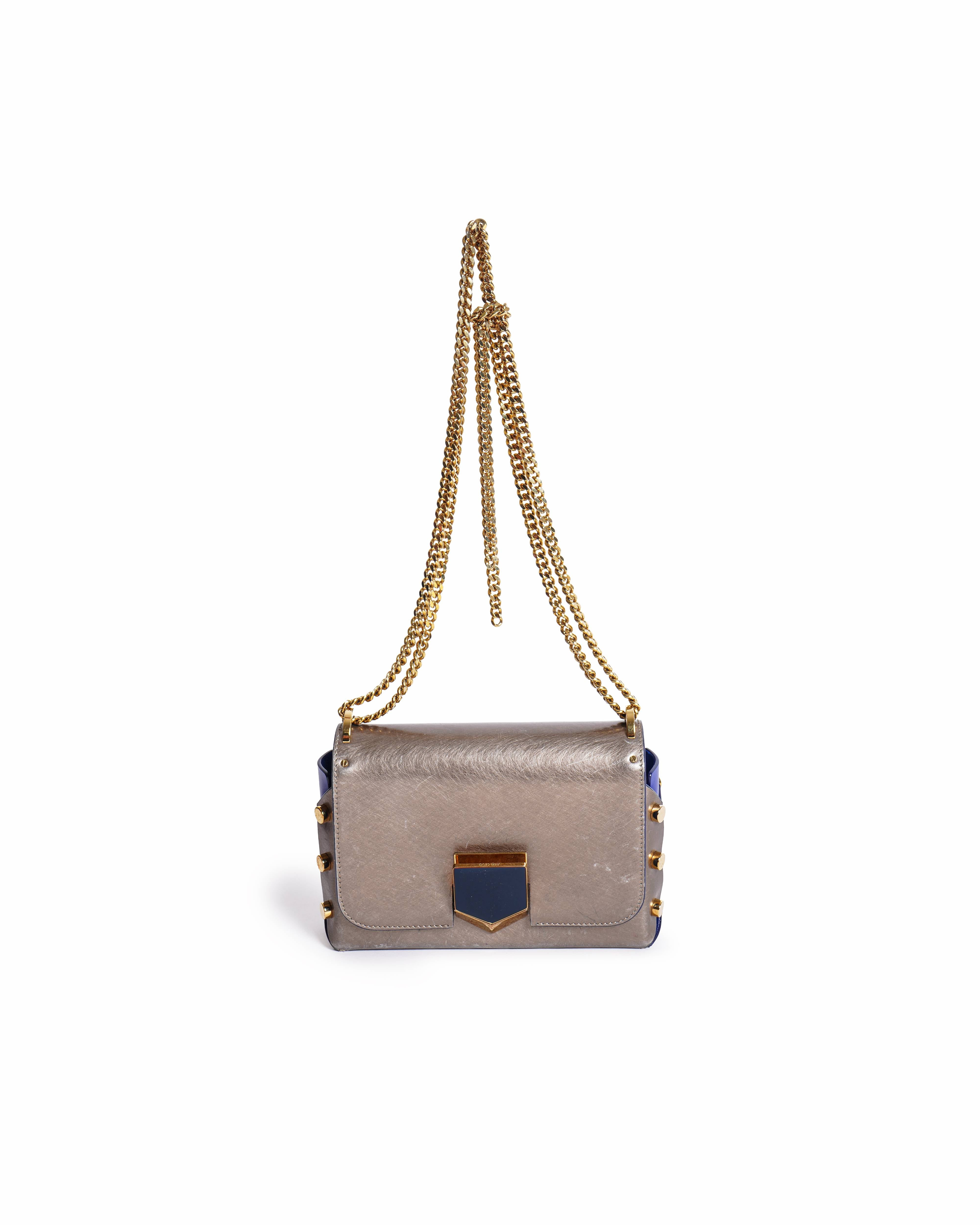 Jimmy Choo Grey Leather Lockett Shoulder Bag