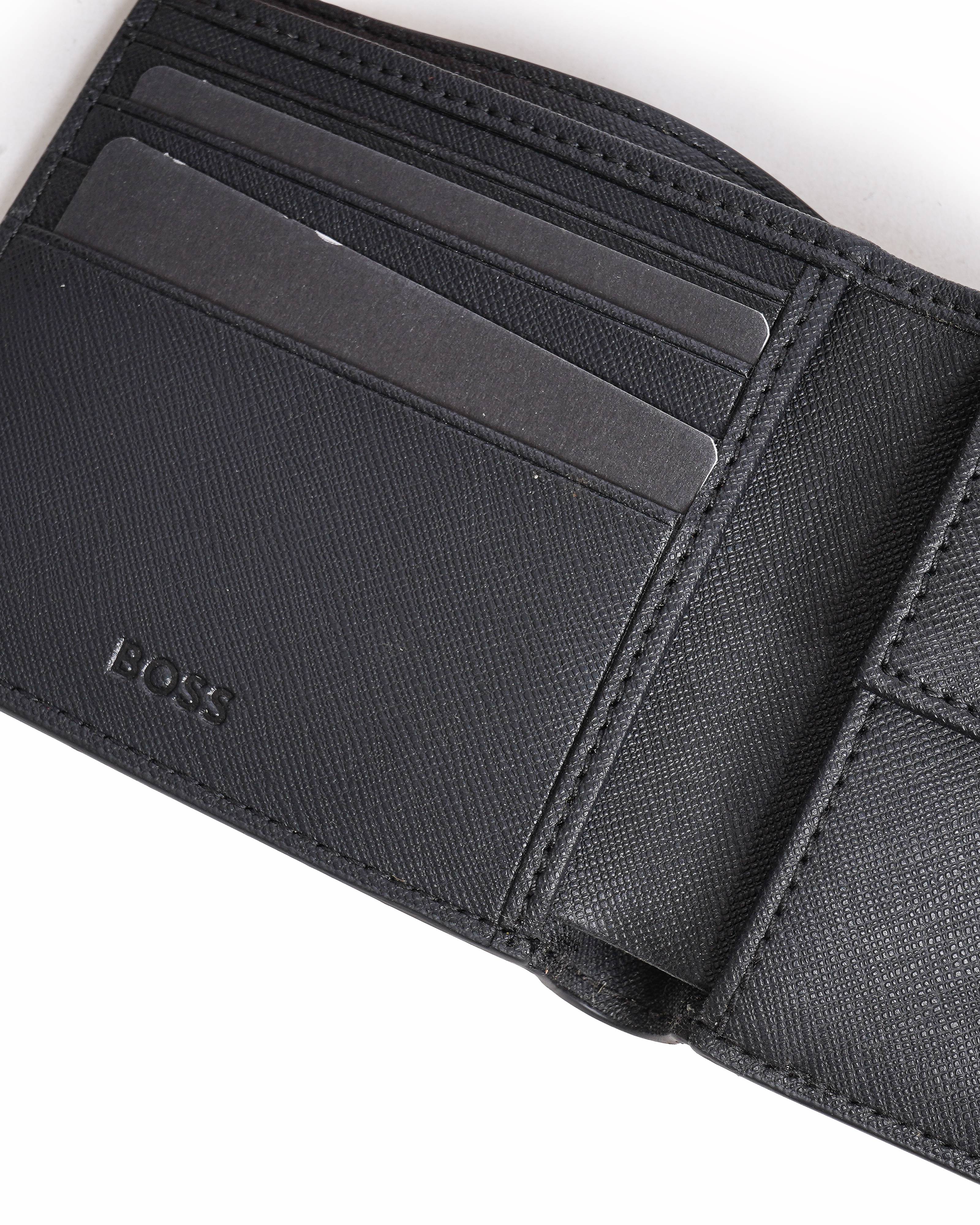 BOSS Monogrammed Bifold Wallet In Black
