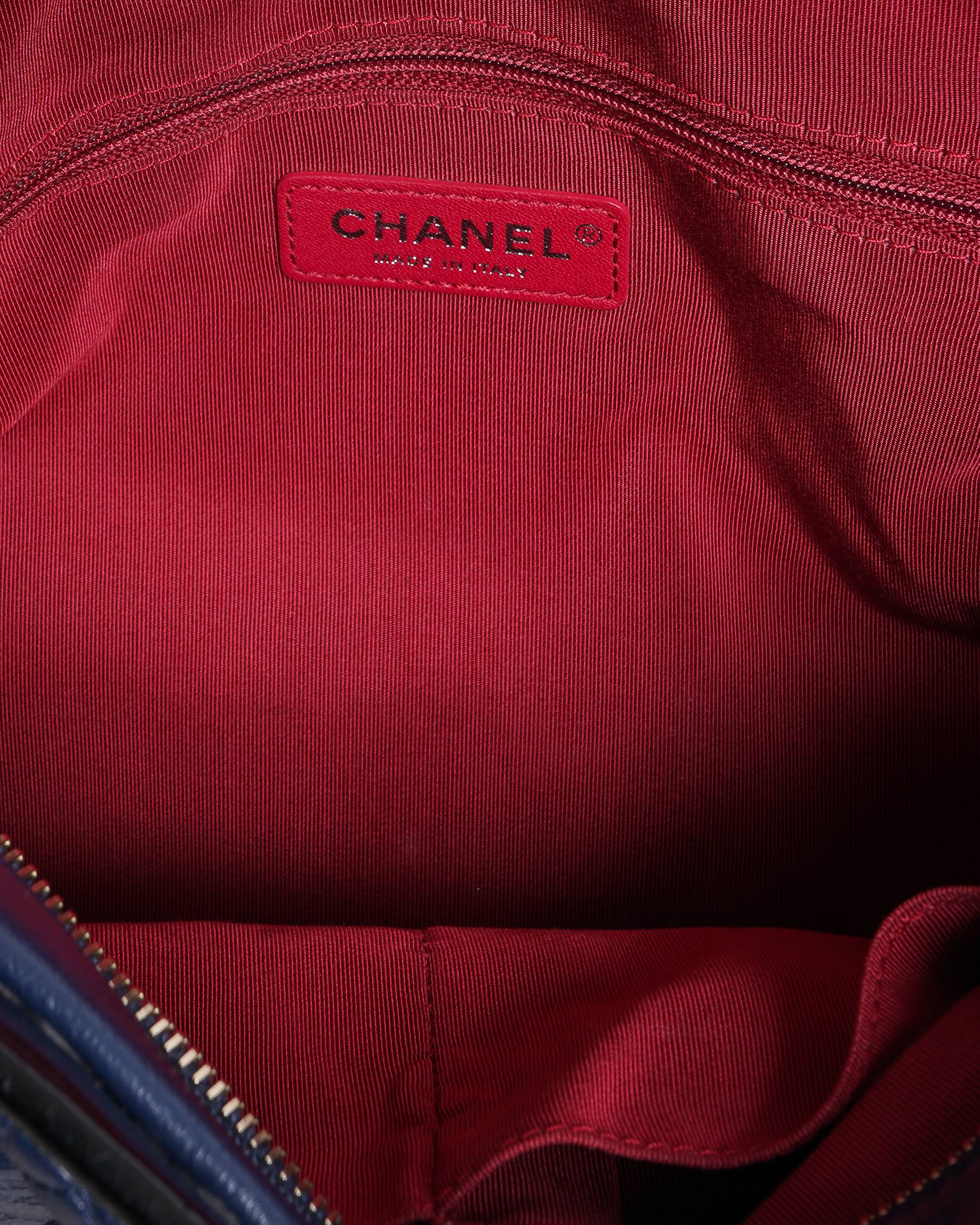 Chanel Gabrielle Calfskin Navy Blue & Black Leather Shoulder Bag