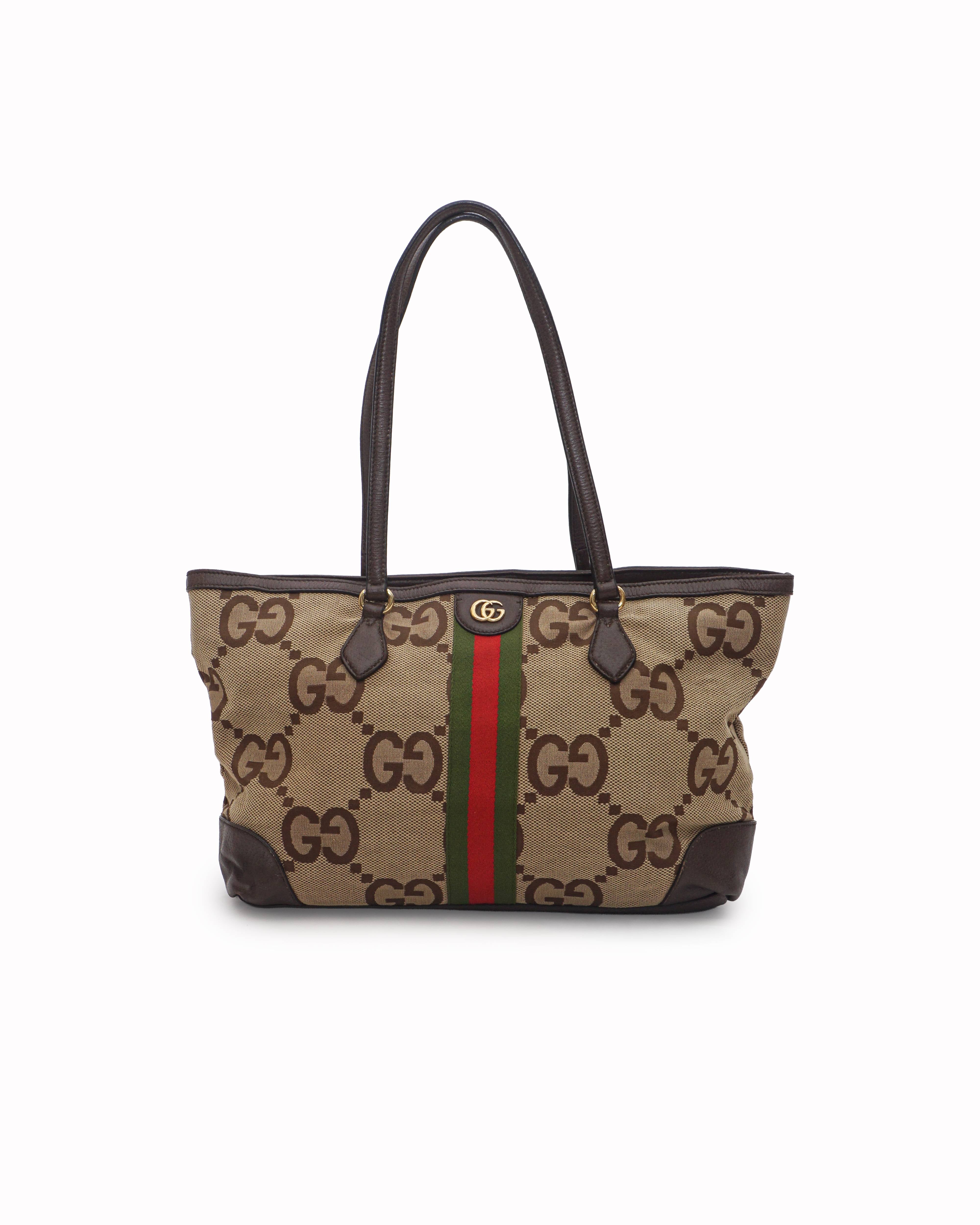 Gucci Jumbo GG Canvas Web Stripe Tote Bag