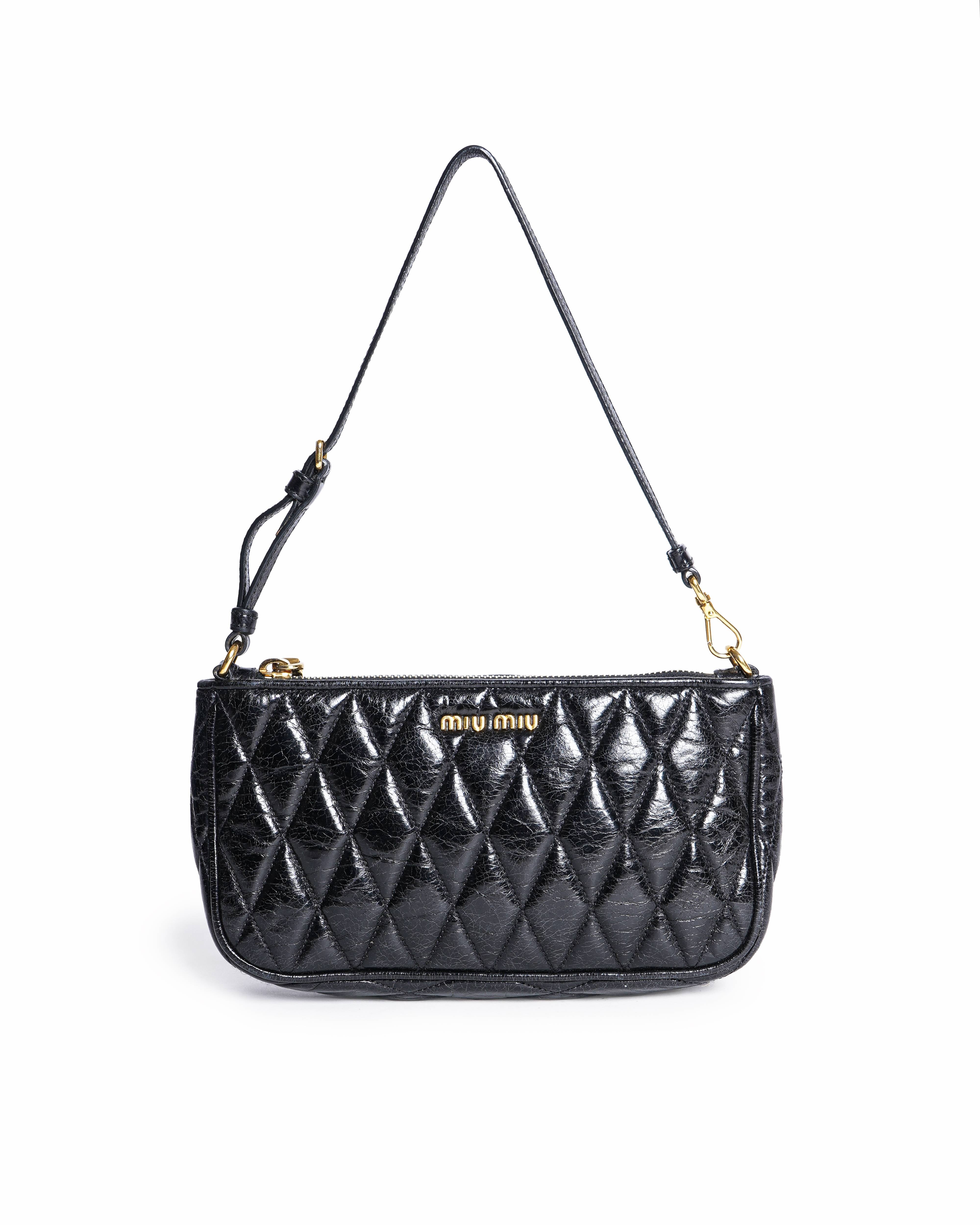 Miu Miu Quilted Mini Shoulder Bag In Black