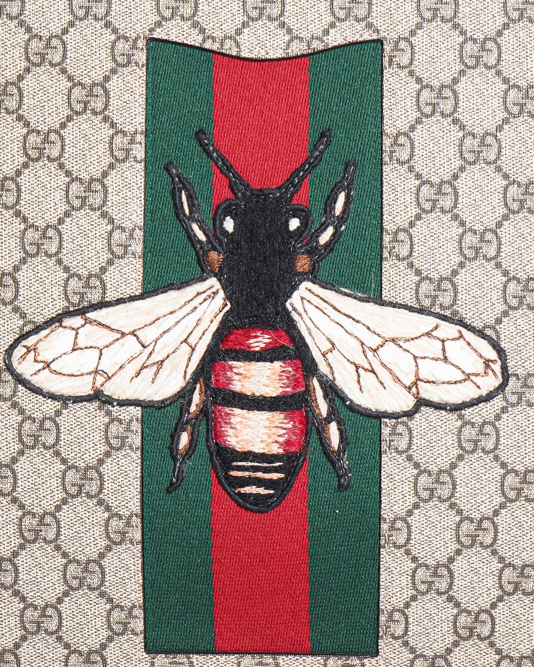 Gucci GG Supreme Coated Canvas Bee Zip Pouch Bag