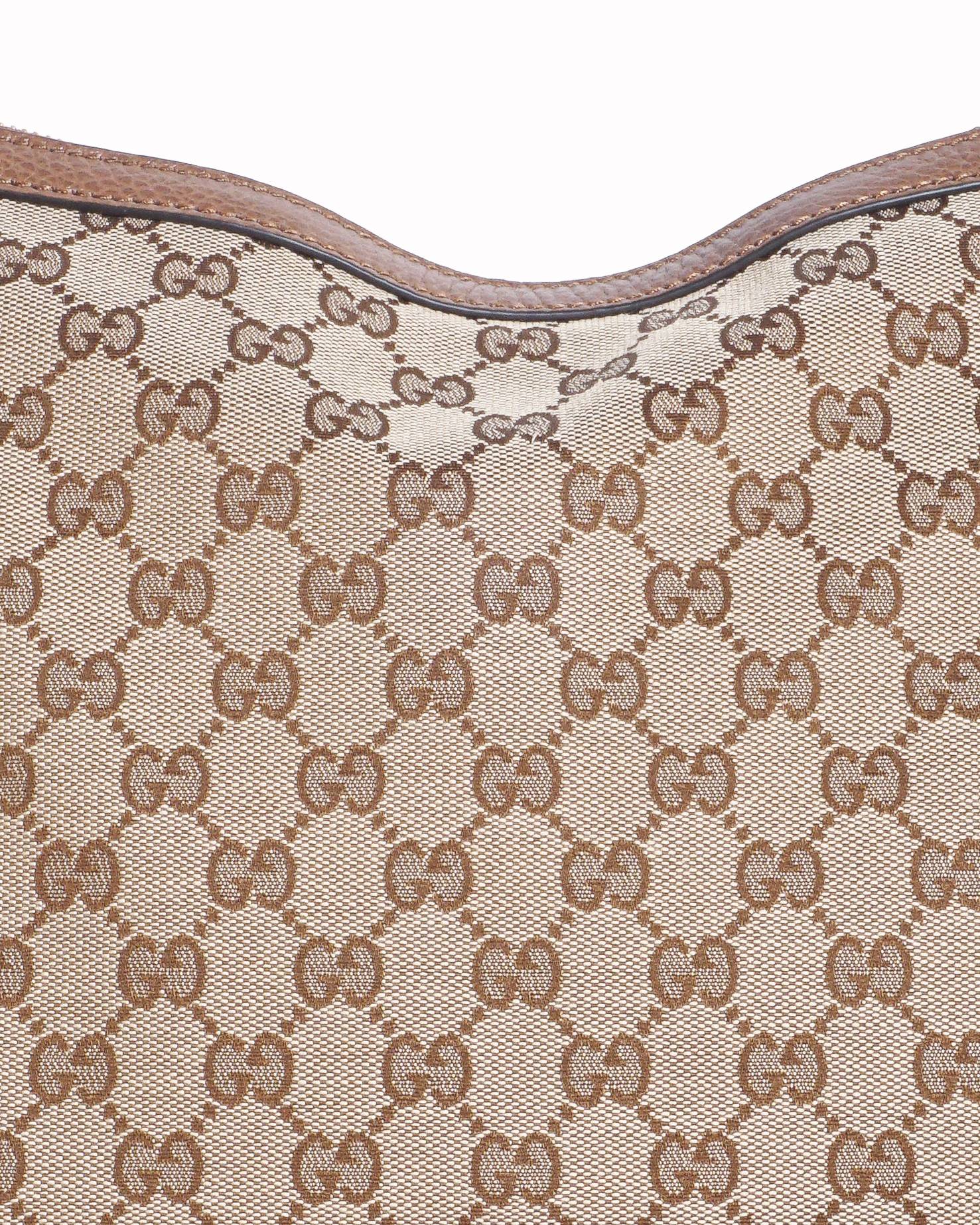 Gucci Beige GG Canvas & Leather Abbey Hobo Bag