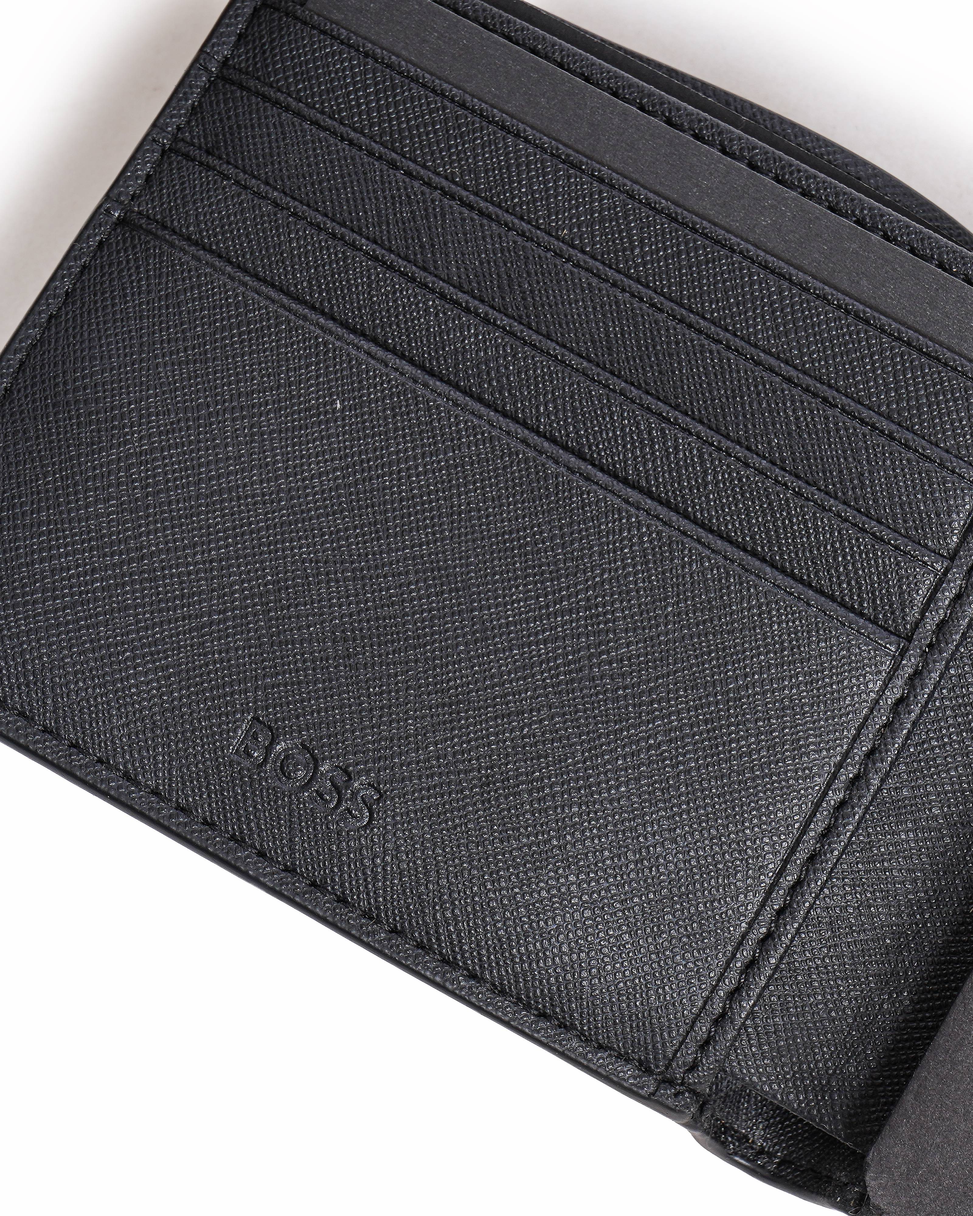 Boss Logo Trim Monogram-Structure Bi-Fold Wallet