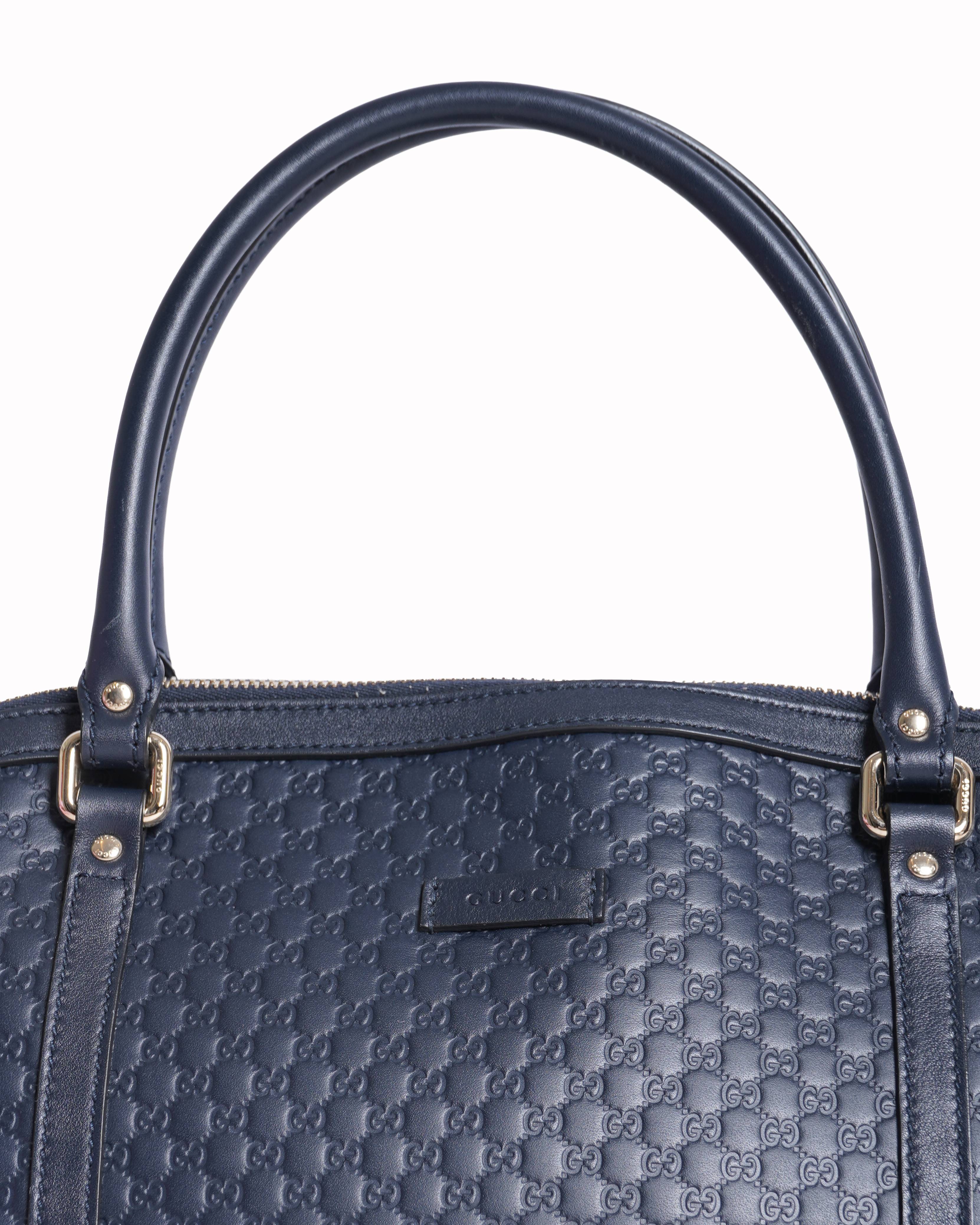 Gucci micro-guccissima leather large dome satchel in navy blue