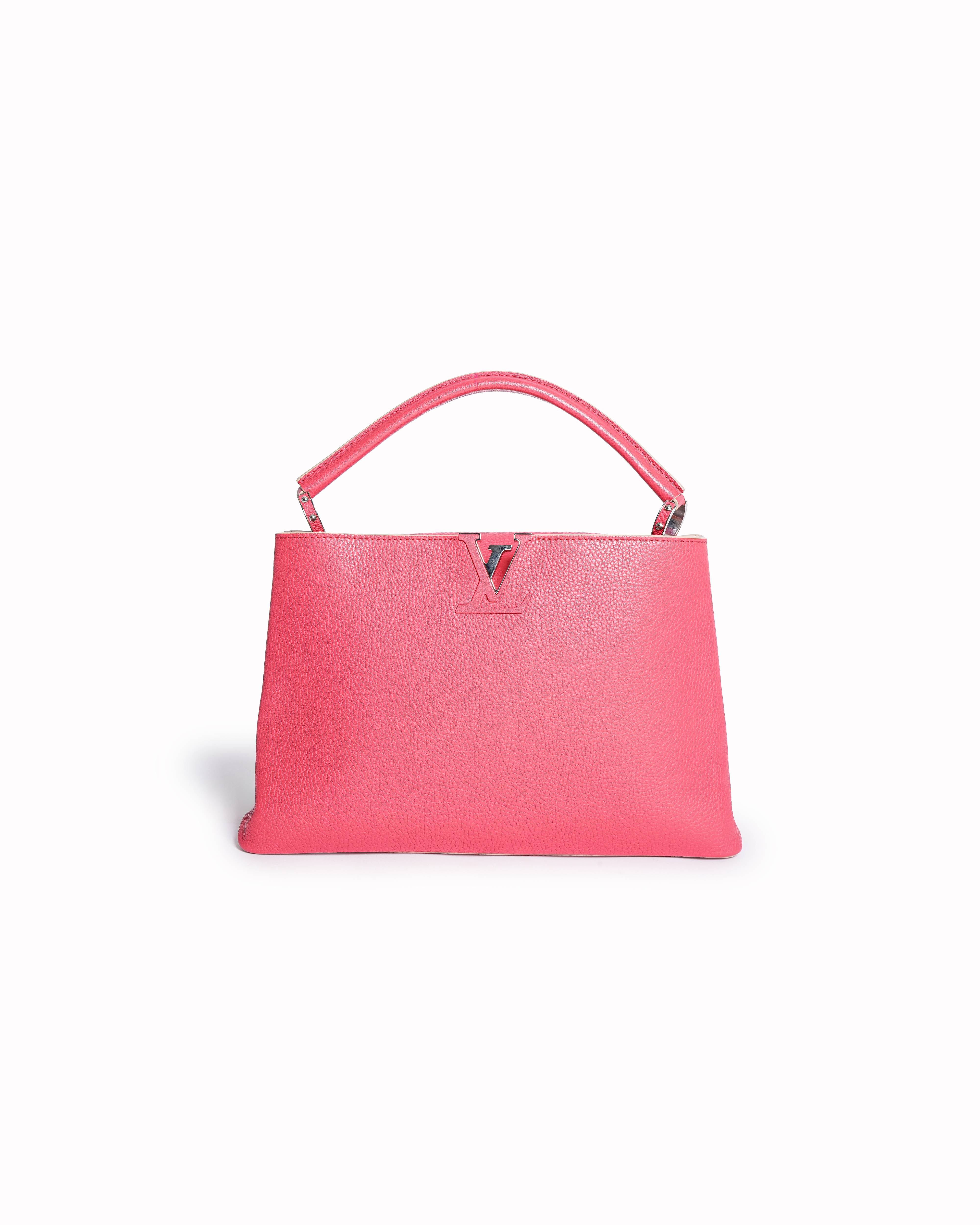 Louis Vuitton Litchi Taurillon Leather Capucines MM Bag