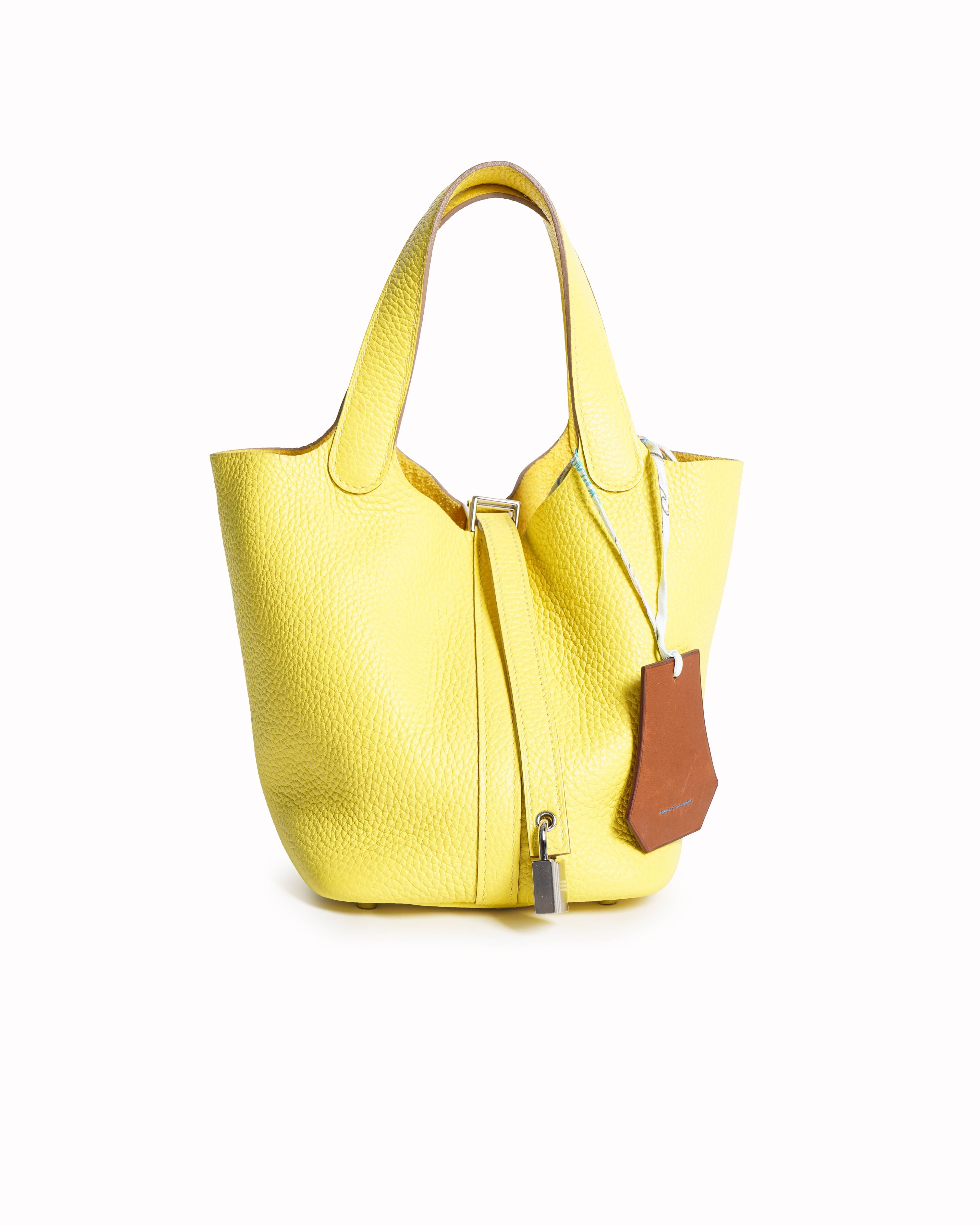 Hermès Jaune De Naples Clemence Picotin Lock 18 Palladium Hadware Handbag