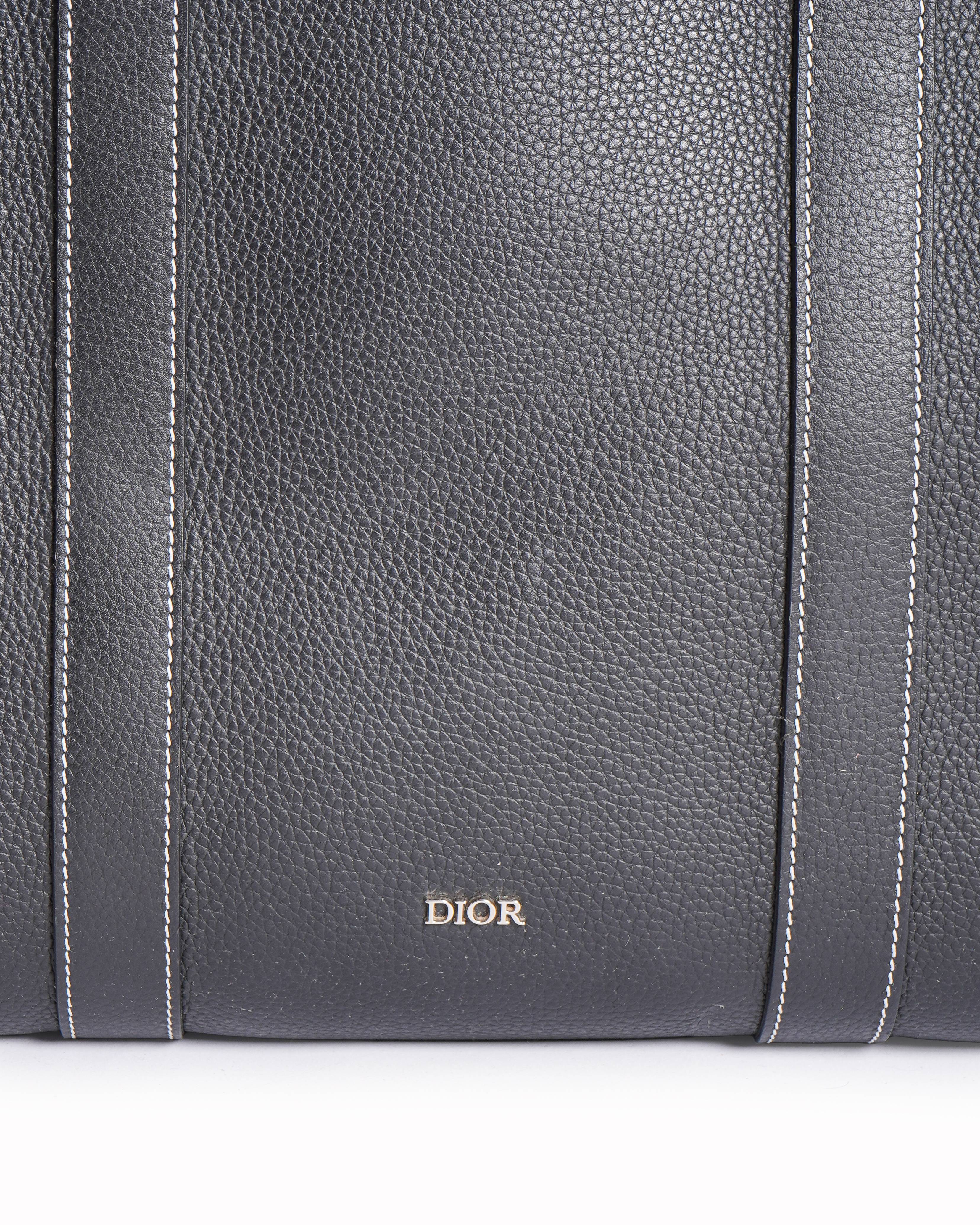 Christian Dior black leather lingot briefcase