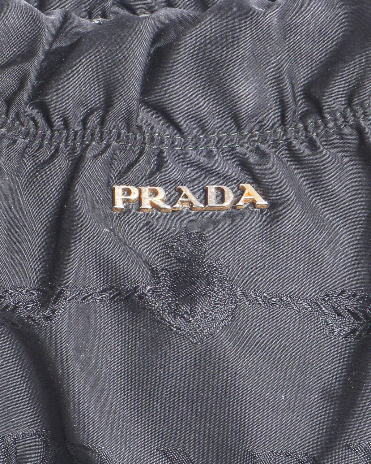 Prada Black Tessuto Nylon Leather Satchel Bag