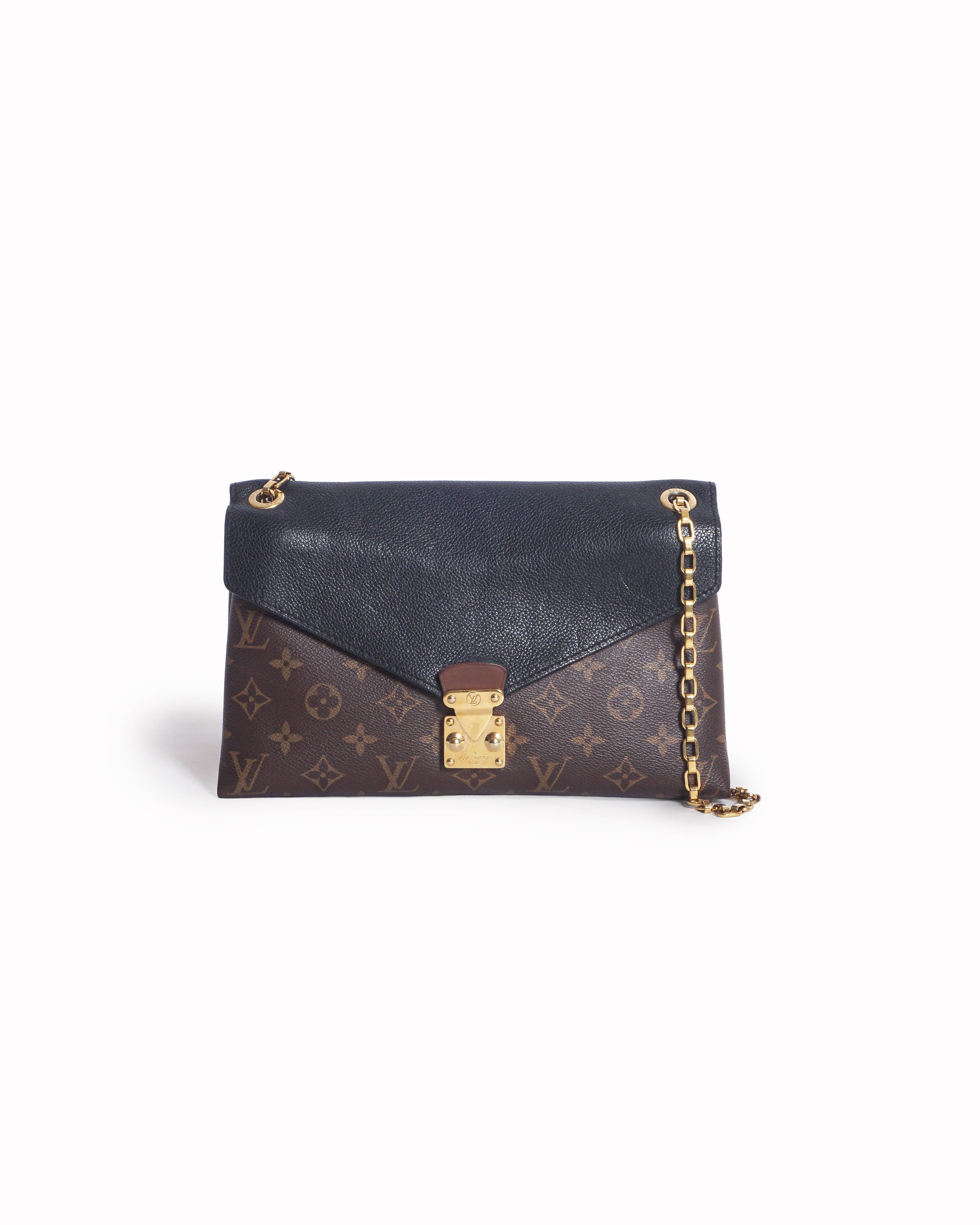 Louis Vuitton Monogram & Black Leather Pallas Chain Bag