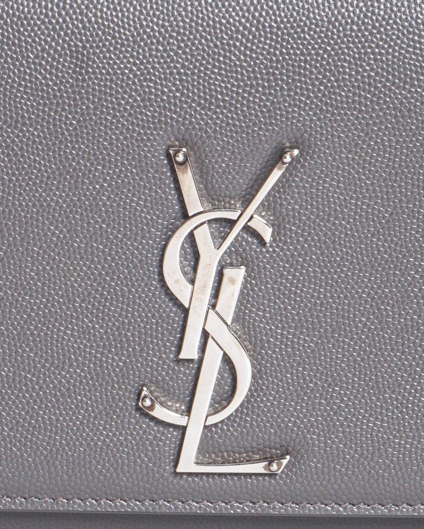 Saint Laurent Grey Grain de Poudre Kate Monogram Crossbody Bag