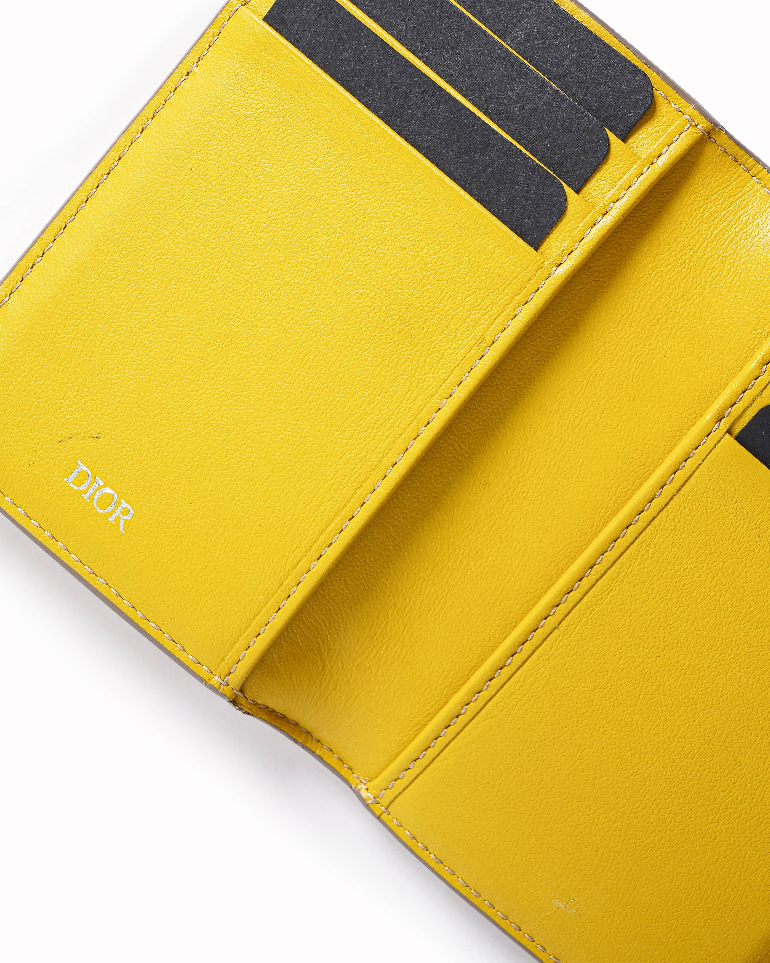 Christian Dior Yellow Patent Leather Vertical Bifold Card Holder