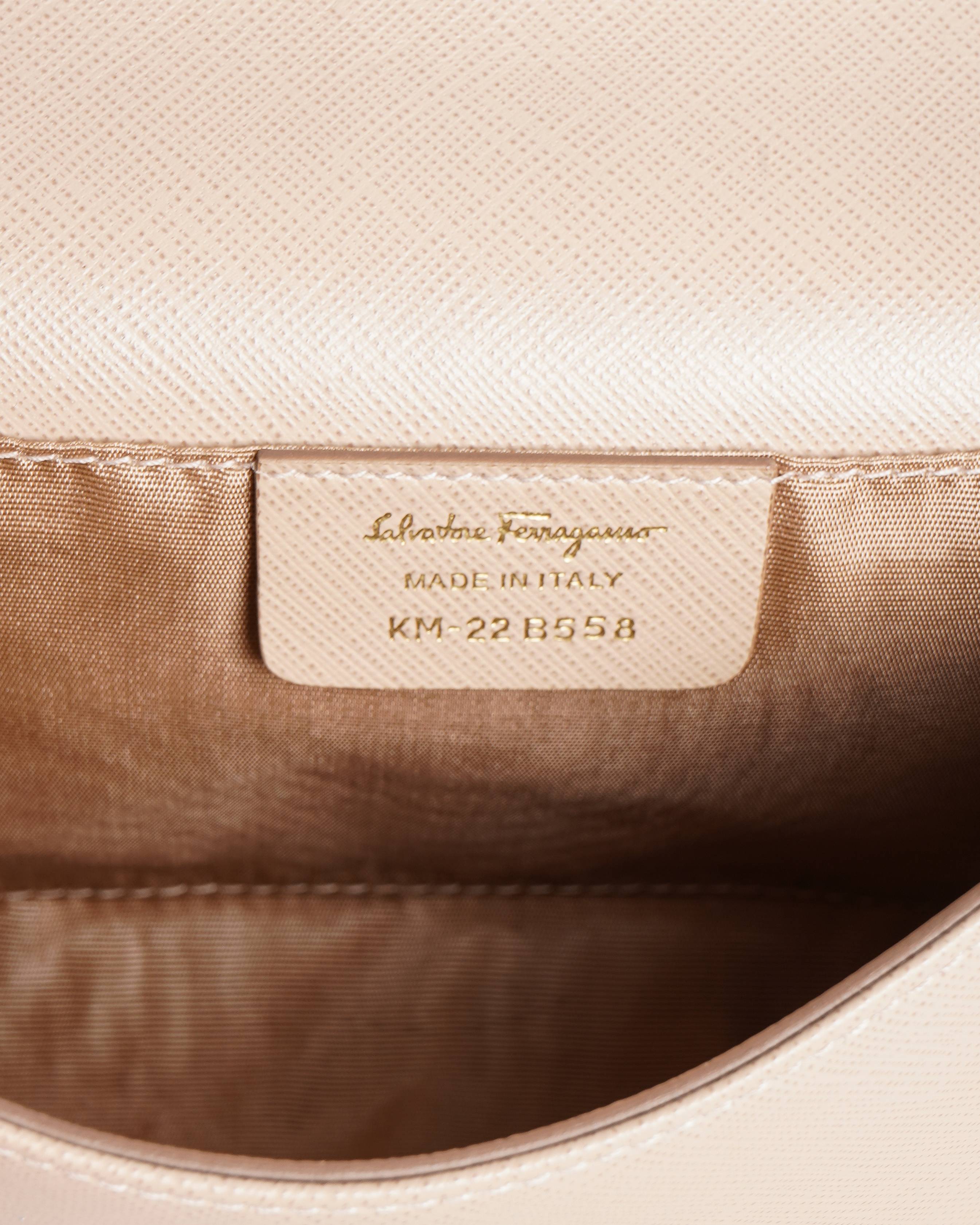 Salvatore Ferragamo
Beige Miss Vara Textured Small Leather Crossbody Bag