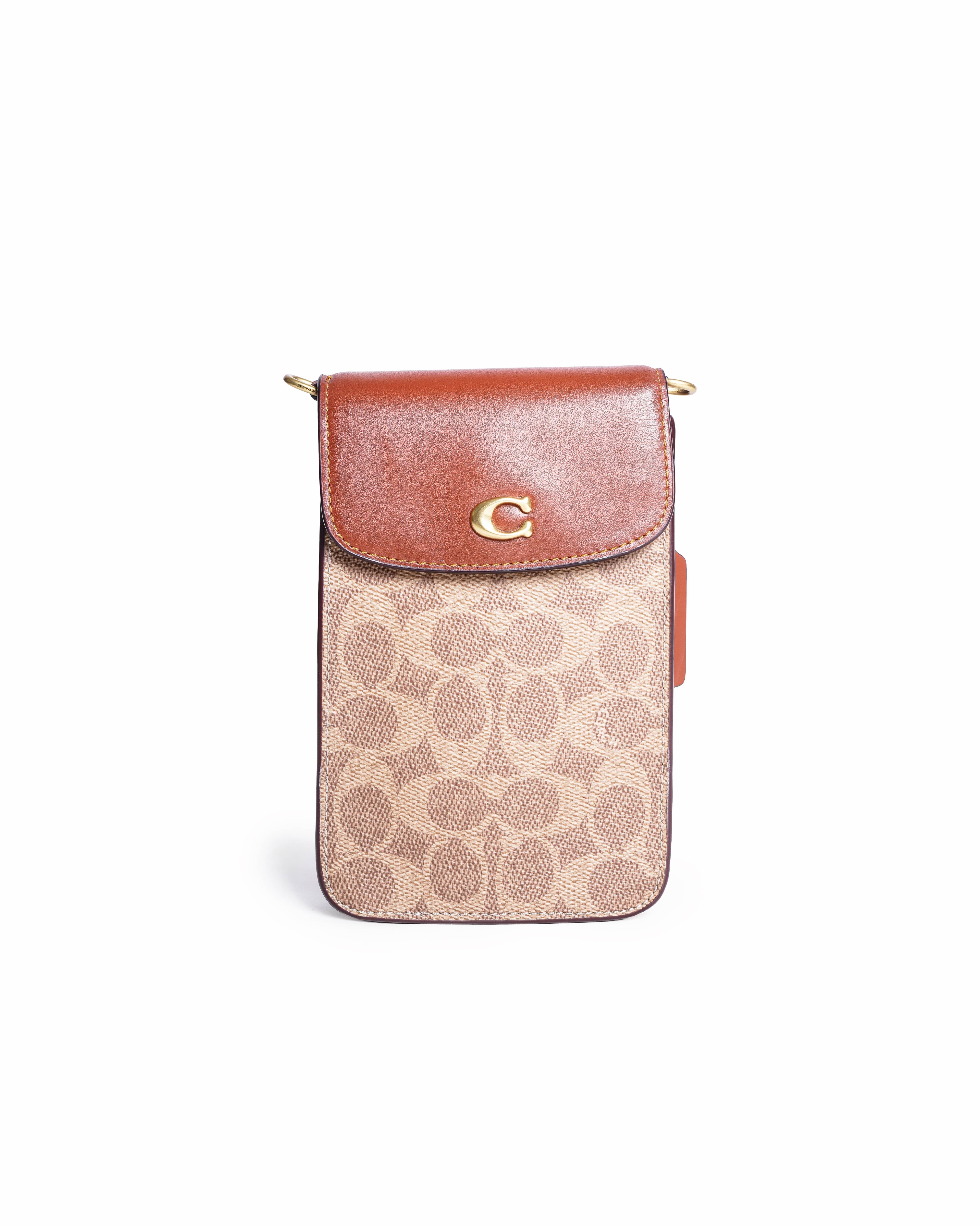 Coach Phone Case Crossbody in Signature Canvas and Leather