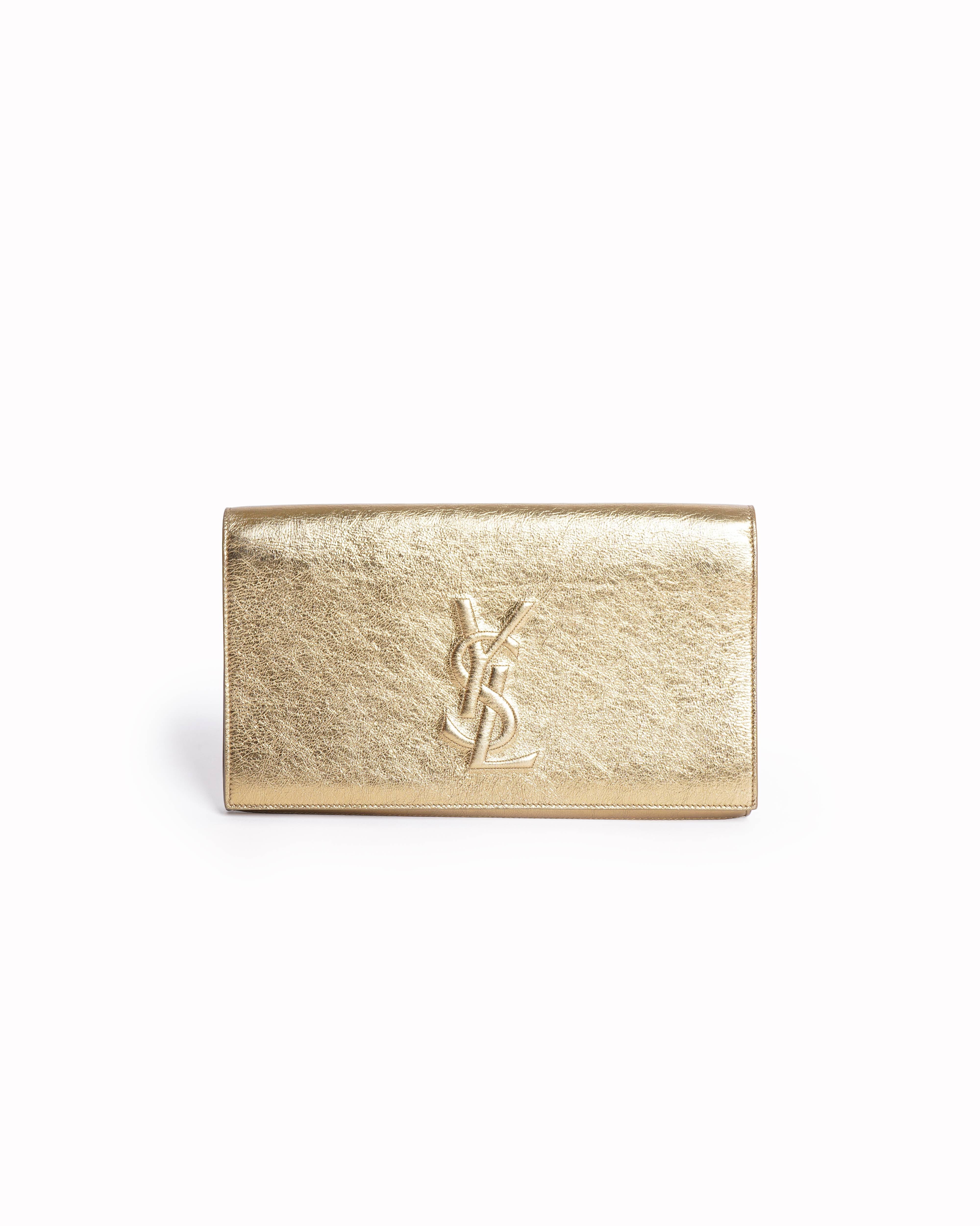 Yves Saint Laurent
Metallic Gold Leather Bell de Jour Clutch Bag