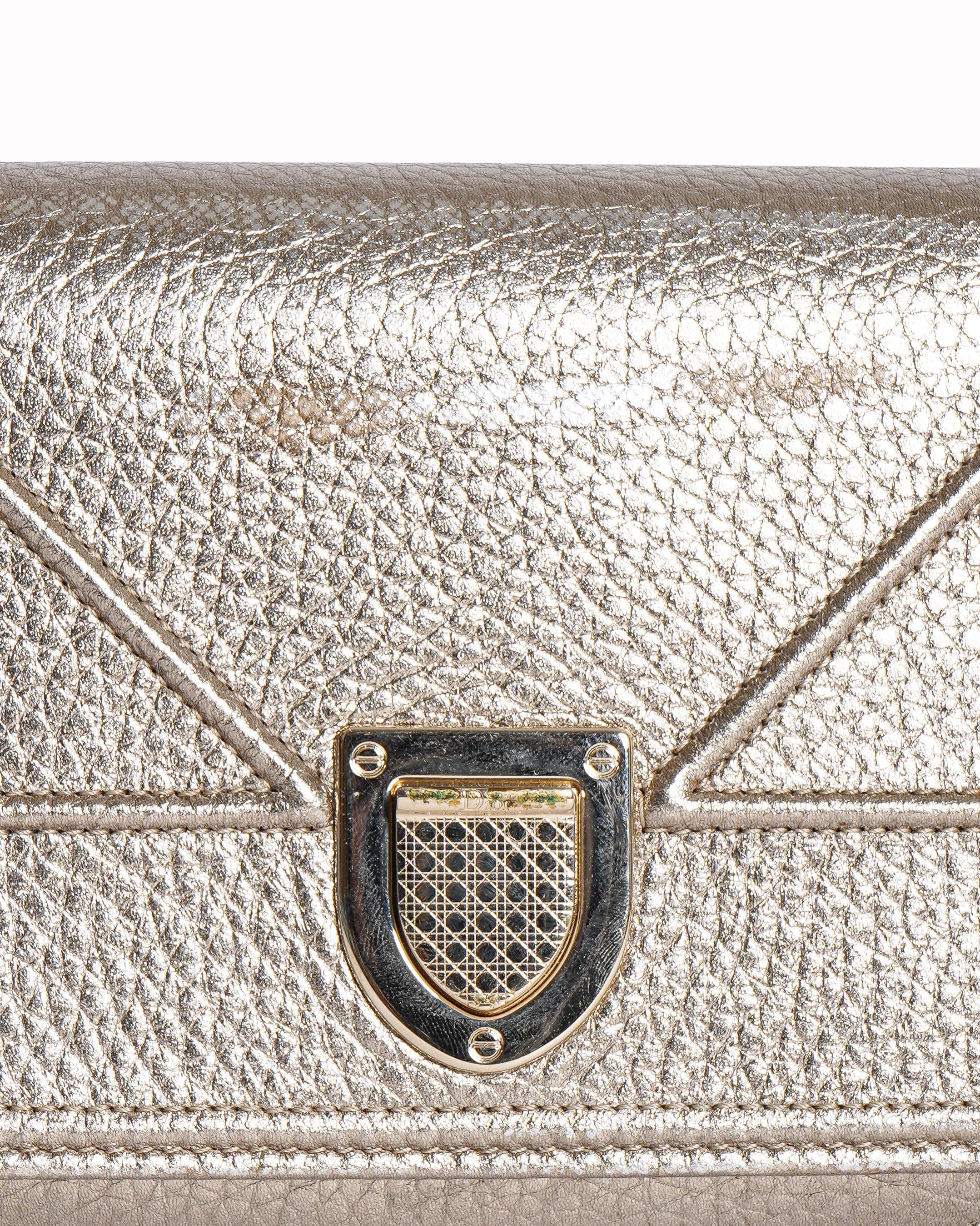 Christian Dior Gold Diorama Continental Flap Wallet