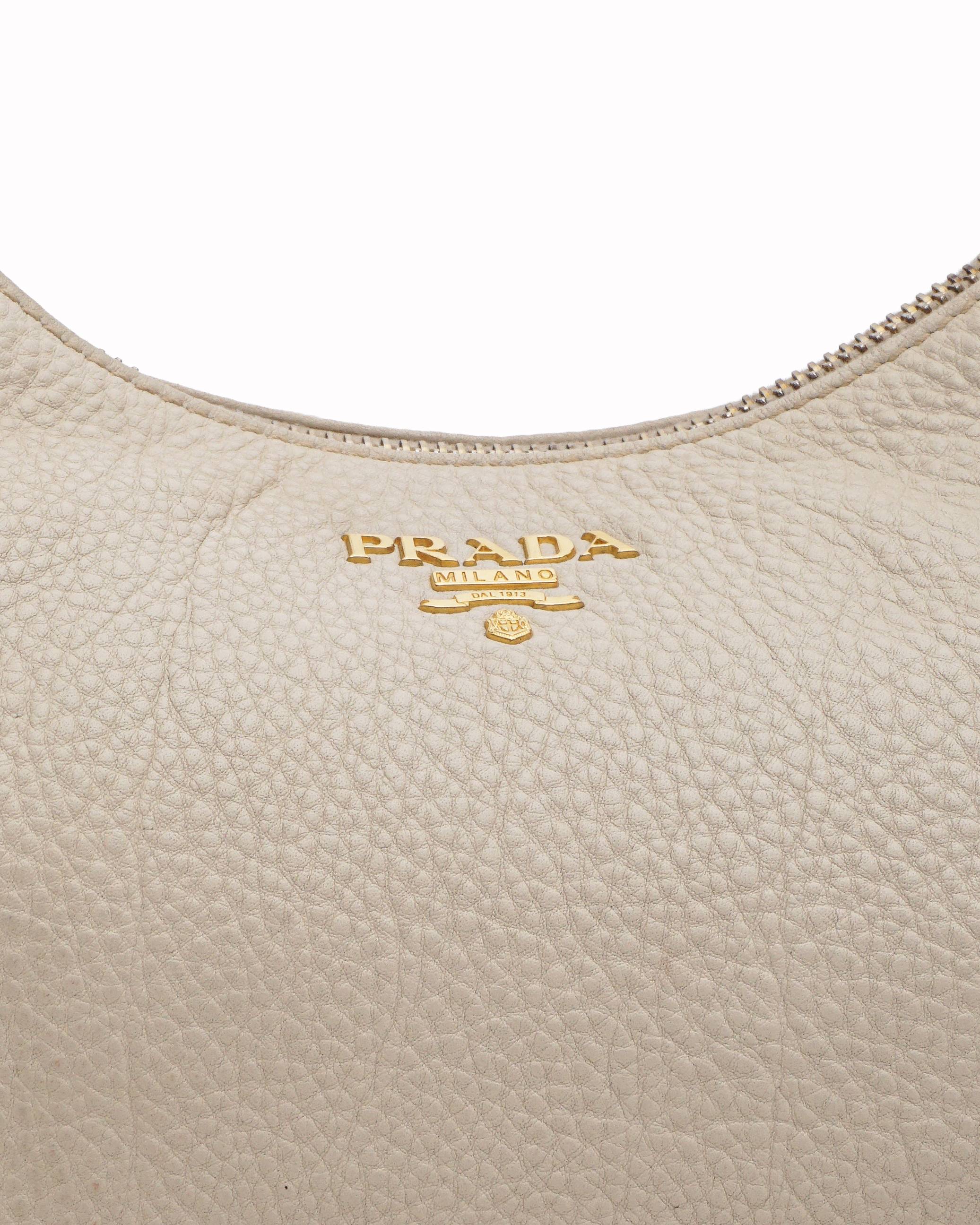 Prada Beige Vitello Daino Leather Hobo Bag