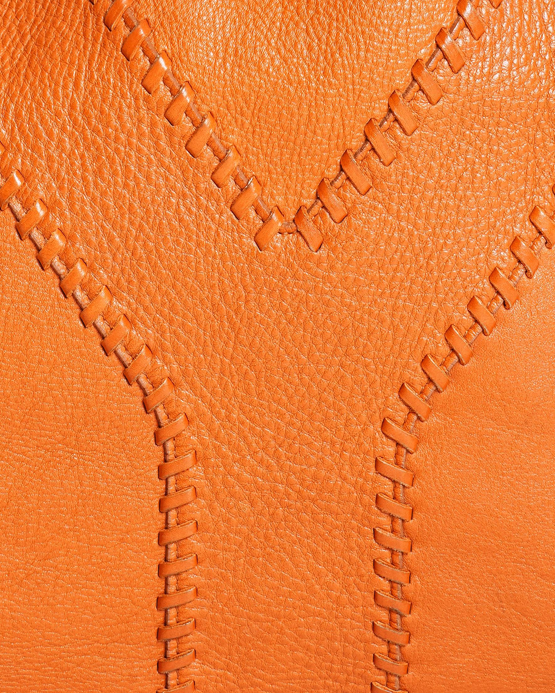 Yves Saint Laurent Orange/Brown Calfskin Leather Reversible Neo Double Tote Bag